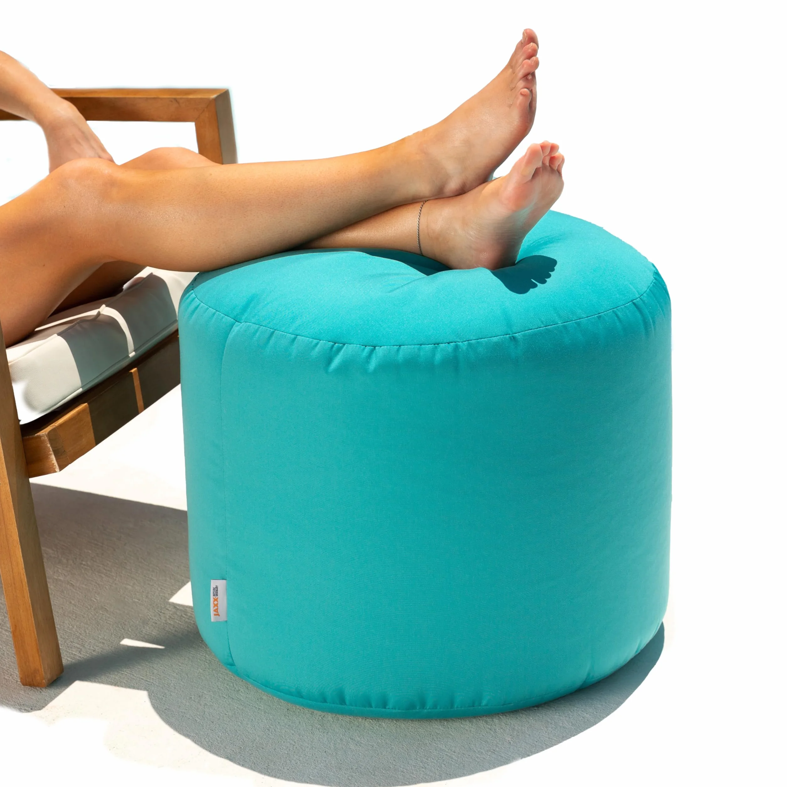 Jaxx Spring Indoor/Outdoor Bean Bag Pouf Ottoman, Light Blue