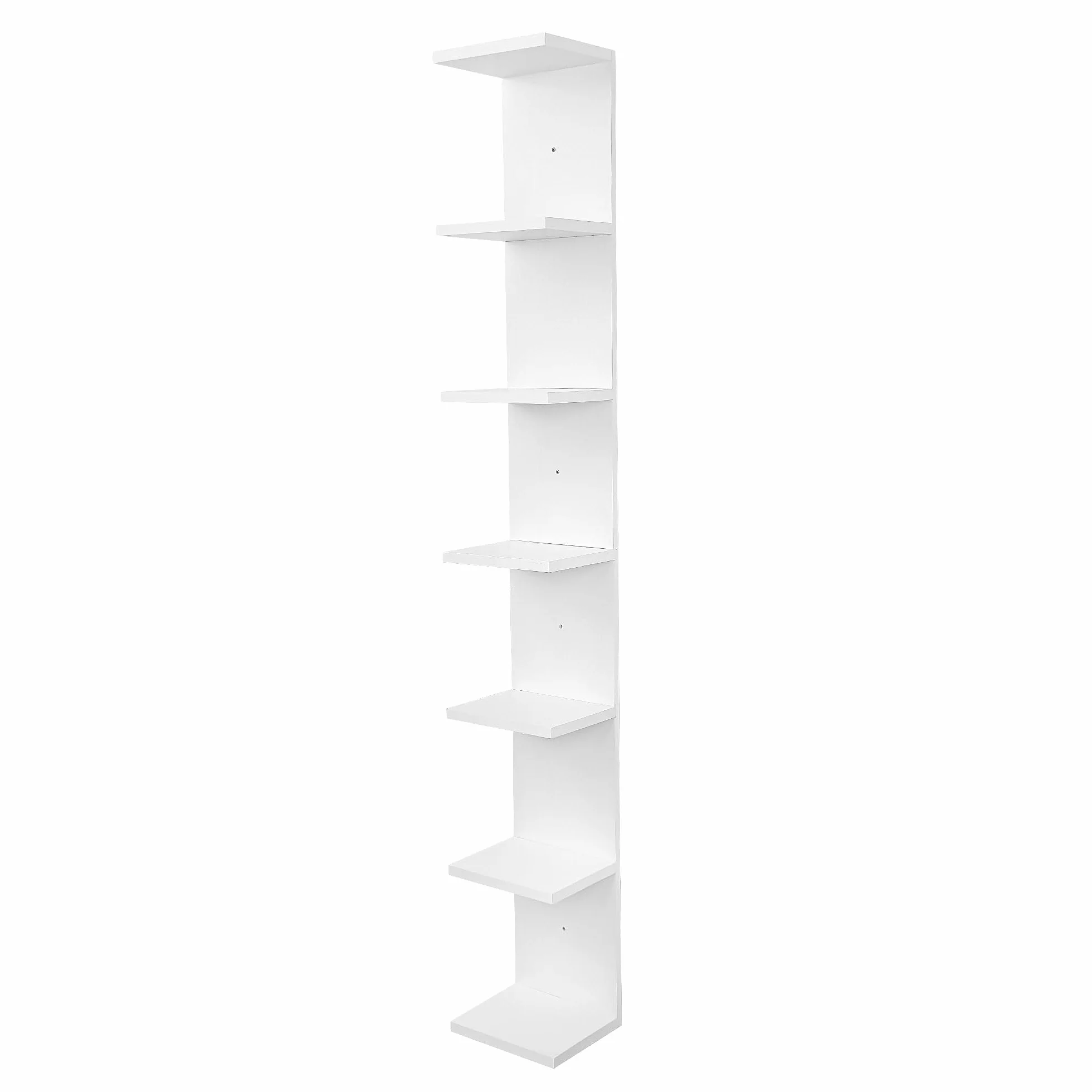 7 Tier Wall Shelf Unit,Vertical Column Floating Storage Home Decor Organizer,White Lack Wall Shelf for Bedroom,Living Room,Office Decor(1 Pack)