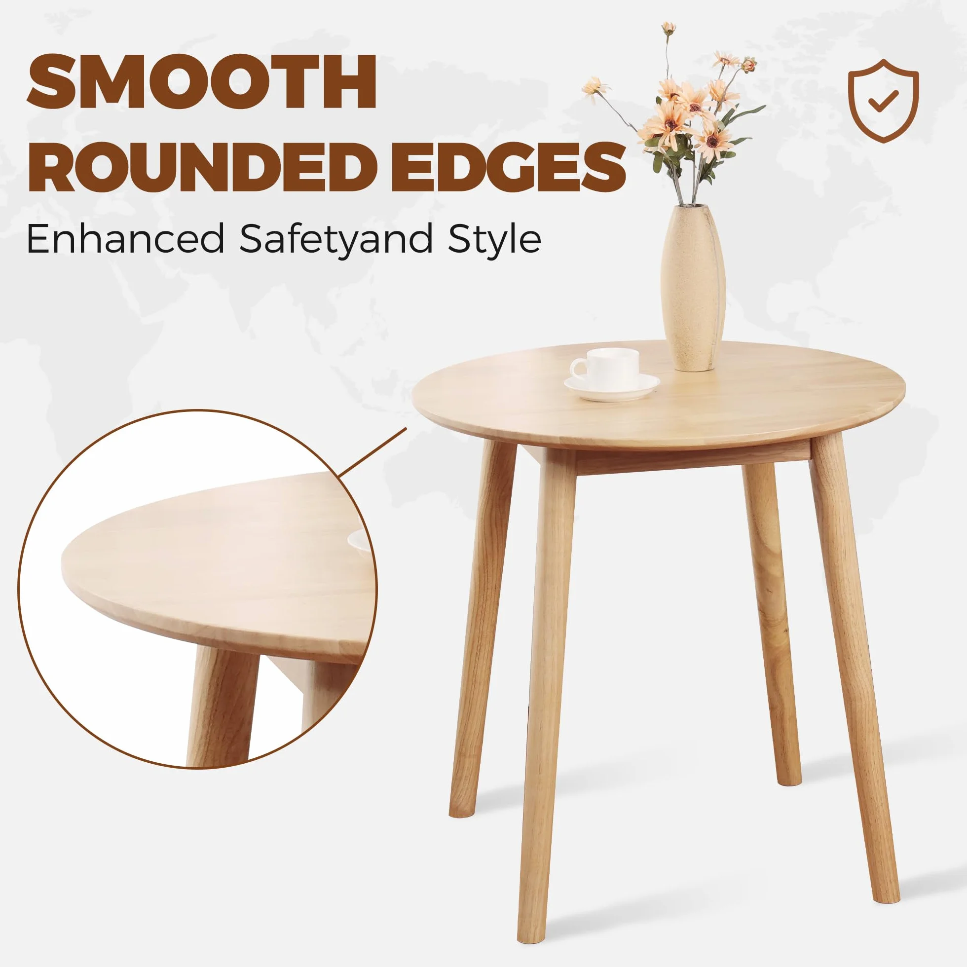 28.3" Small Round Dining Table for 2,Wooden Space-Saving Kitchen Dinner Table Rustic Wood Dining Table Mid Century Modern Kitchen Table