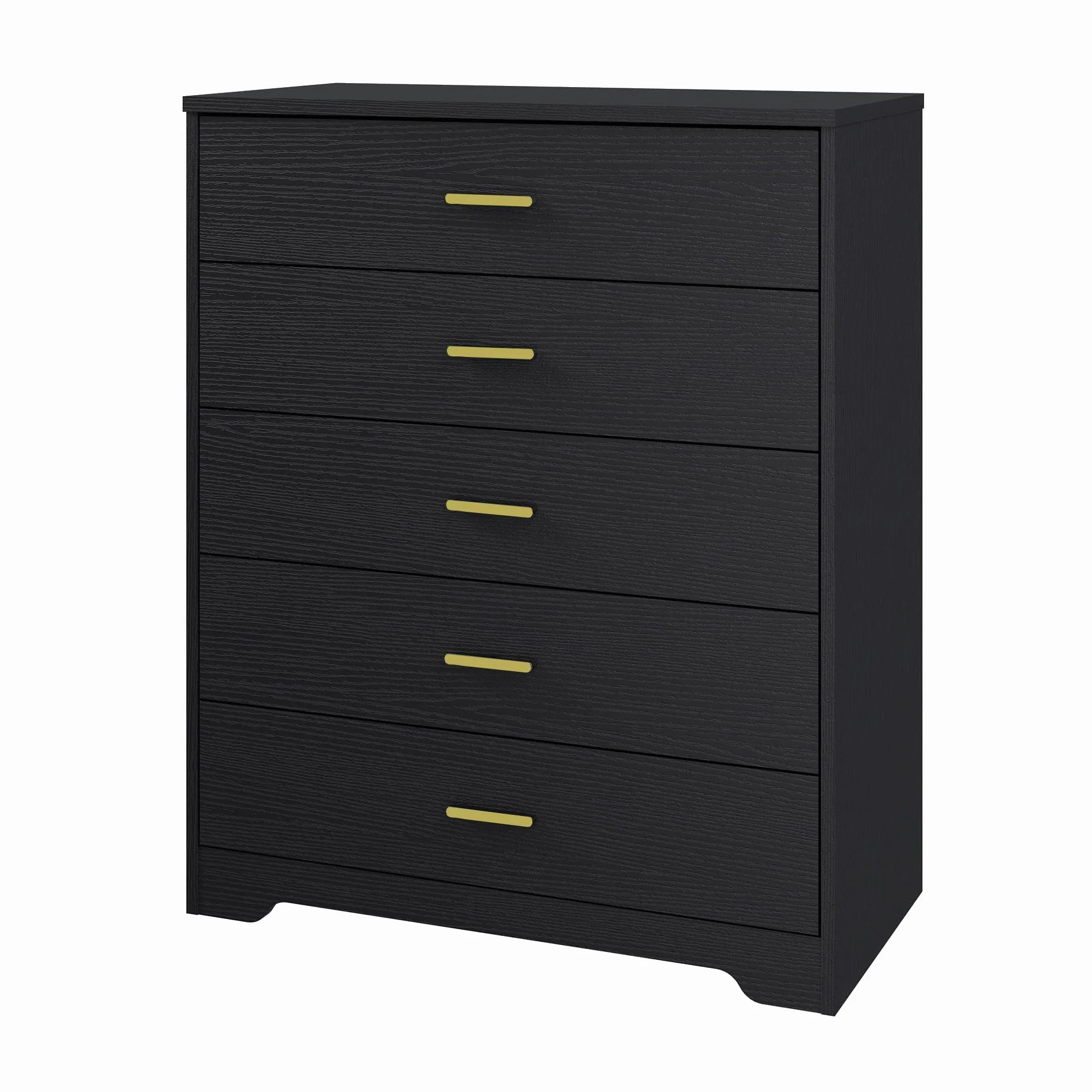 Panana Dresser for Bedroom with 4/5 Drawers, Wooden Chest of Drawers, Storage Organizer Unit Dressers for Bedroom, Living Room, Hallway, Nursery (Black, 5 Drawer)