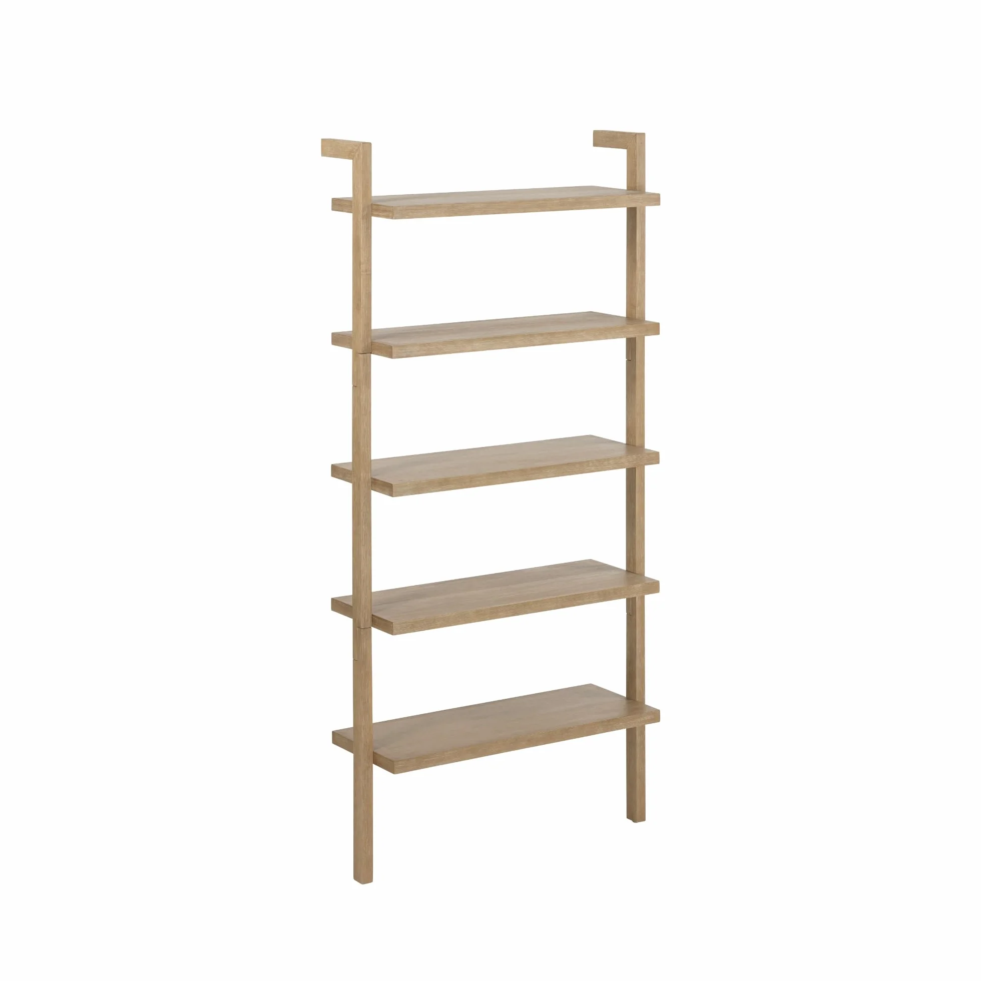 Nathan James Beacon 5 Tier Bookshelf, Wall Mounted Bookcase, Solid Wood Bookshelf in Wire Brushed Finish, Boho Rustic Bookcase