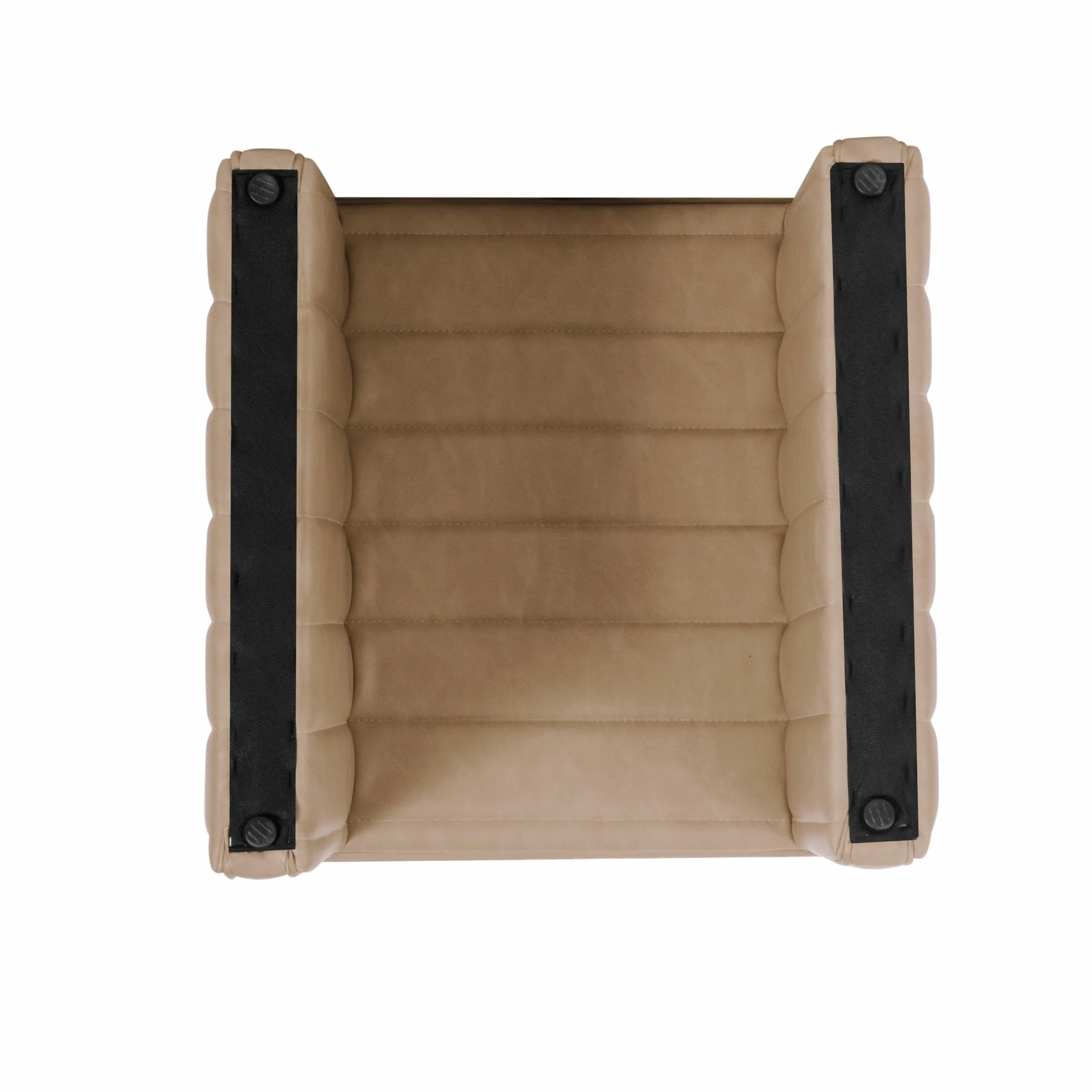 HomePop 19" Modern Channel Tufted Ottoman - Sand Faux Leather