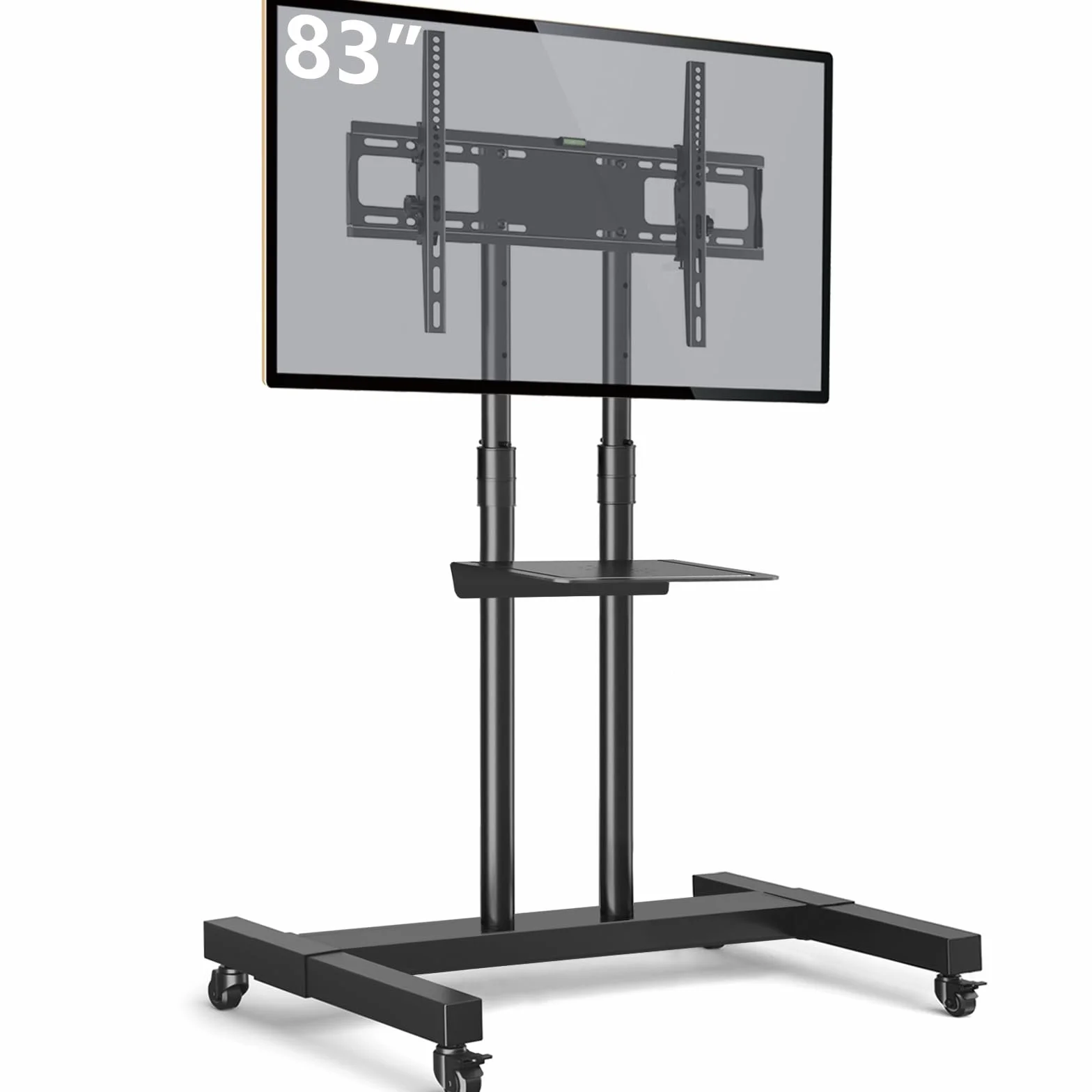 TAVR Mobile TV Stand Rolling TV Cart Floor Stand with Mount for 32-83 Inch | Height Adjustable TV Stand on Lockable Wheels Loading 110 lbs