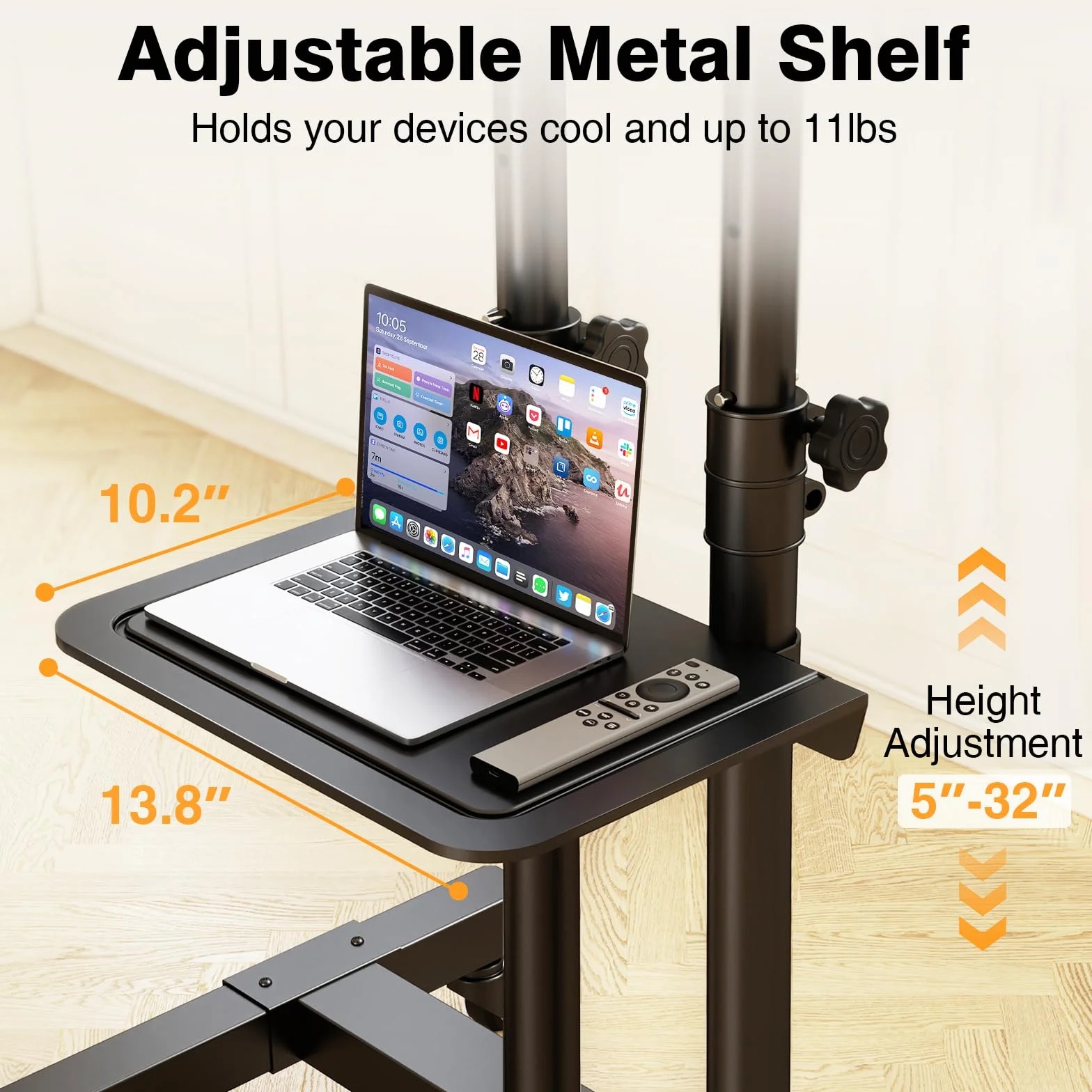 TAVR Mobile TV Stand Rolling TV Cart Floor Stand with Mount for 32-83 Inch | Height Adjustable TV Stand on Lockable Wheels Loading 110 lbs
