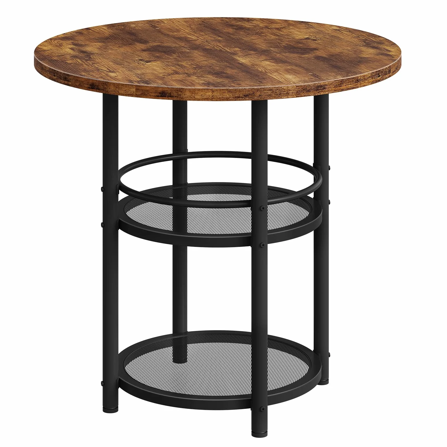 HOOBRO Dining Table, Round Dining Table for 2, 31.5" Kitchen Table for Small Spaces, Farmhouse Small Dining Room Table, 2-Tier Storage, Easy to Assemble, for Living Room, Rustic Brown BF19CZ01