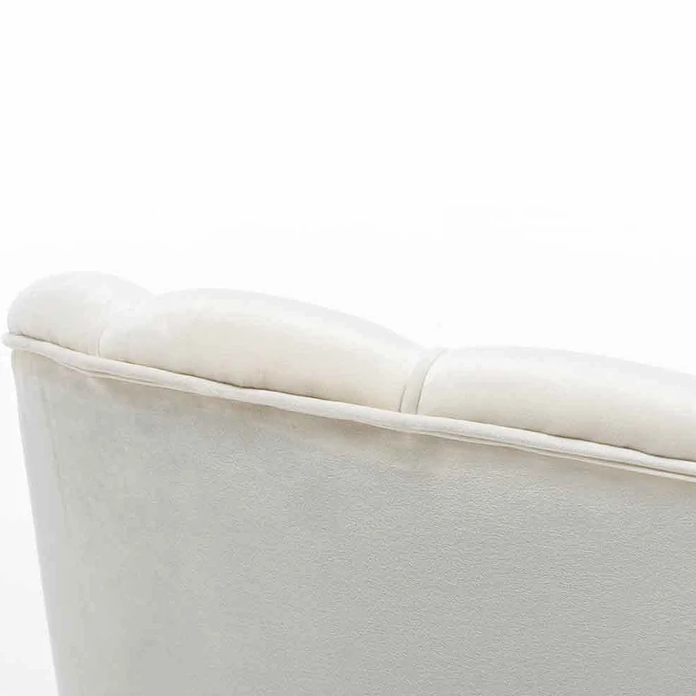 BAKAJI Relax Chair Cover Fabric Structure Wood and Metal Legs Gold Upholstered Modern Design Quilted Large Backrest Size 80 x 78 x 82 cm (Beige)