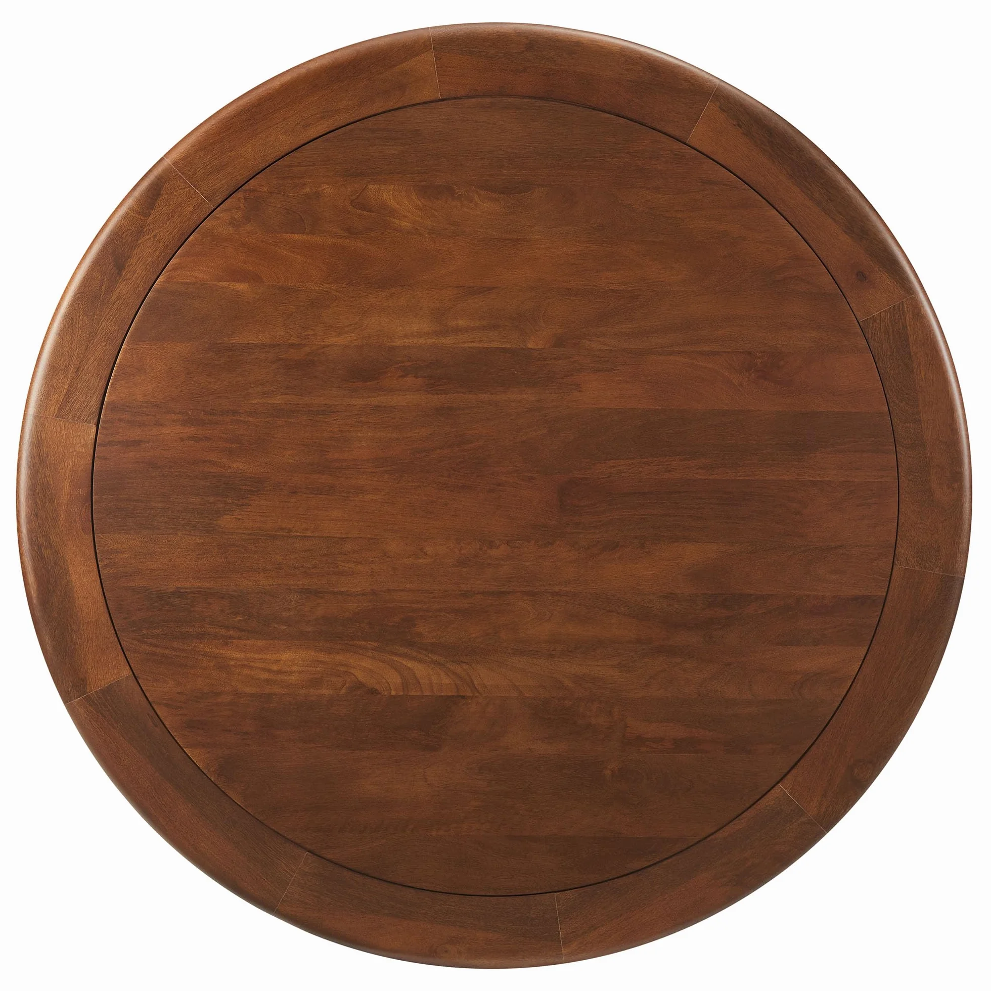 Modway Lippa 48 Inch Round Wood Dining Table with Metal Pedestal in Brass Walnut - Modern Industrial Dining Table for 4 People - Solid Wood Tulip Kitchen Table