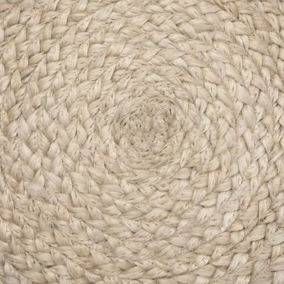 SIMPLIHOME Edgeley 18" Wide Round Pouf in Grey/Natural Jute and Cotton