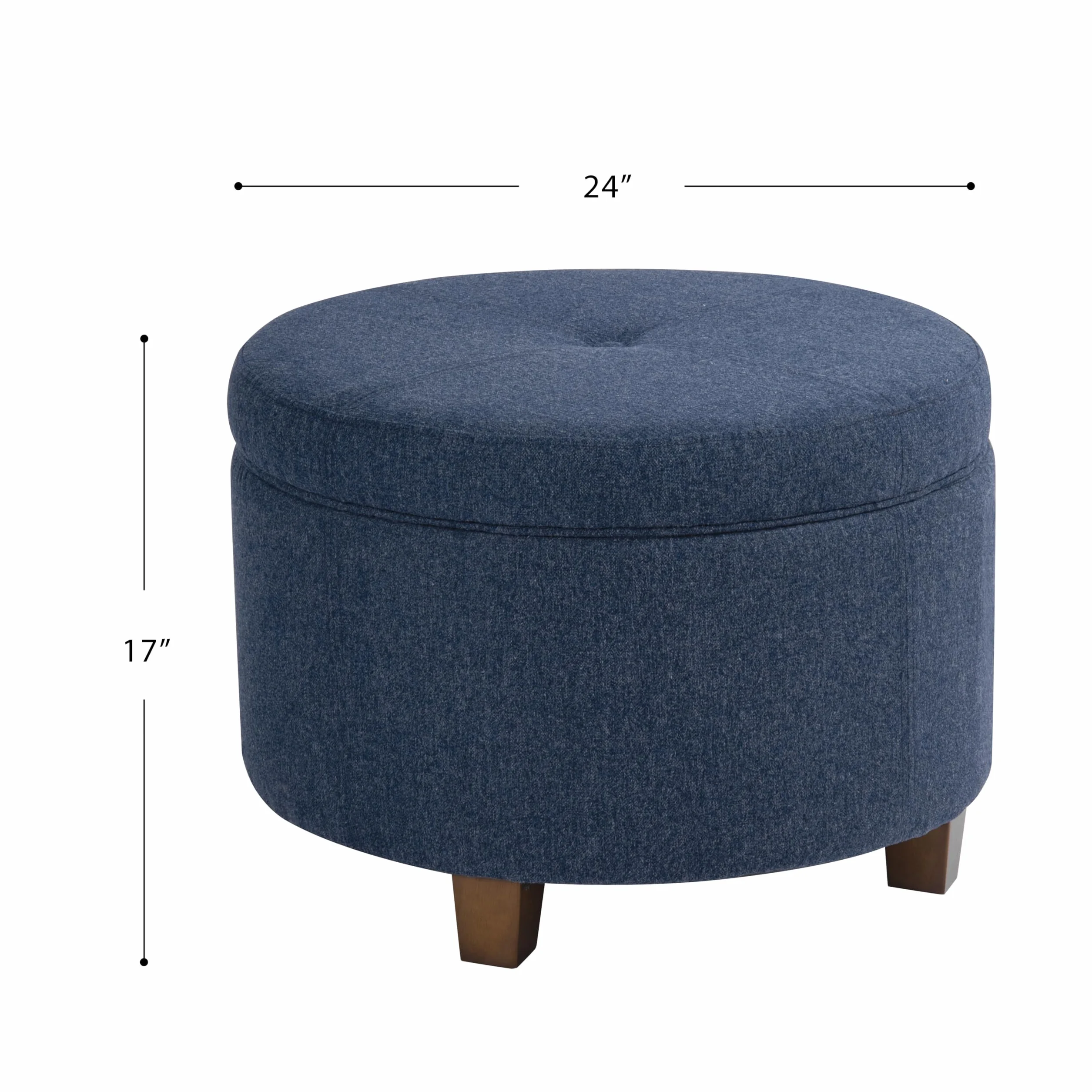 HomePop 24" Large Round Storage Ottoman - Blue Woven Fabric