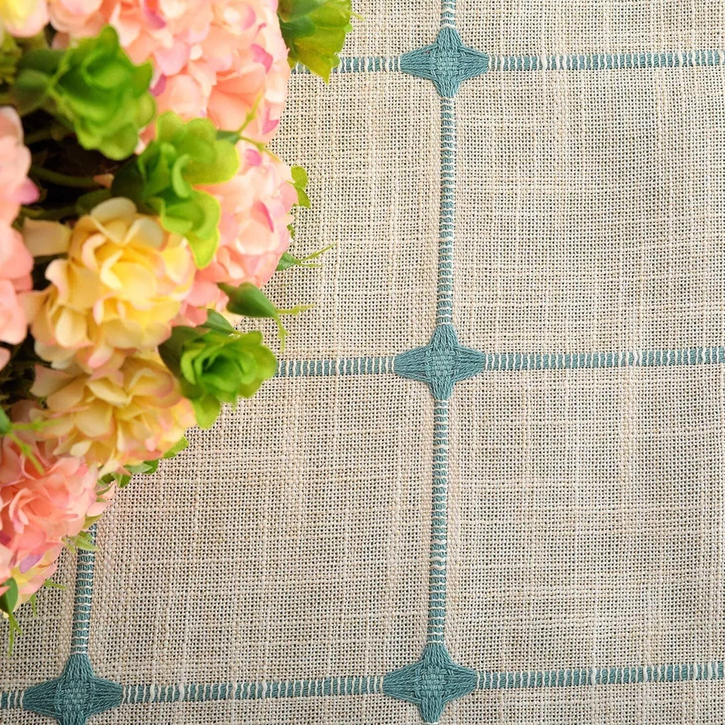 Tovaglia Trasparente Cotone Lino Tovaglia Rotonda a quadretti Nappa Antipiega Tovaglia Lavabile Antipolvere Copertura Tavolo Da Pranzo per Cucina Proteggi Tavolo Picnic