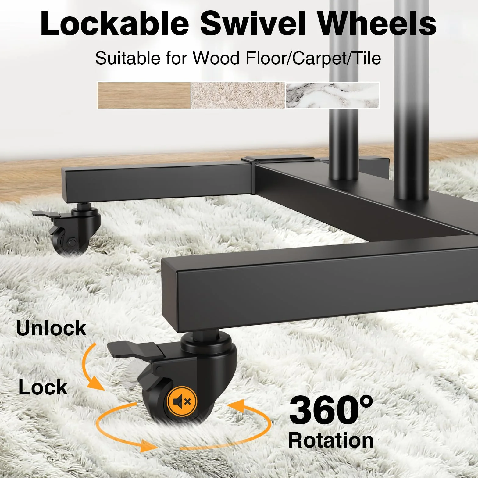 TAVR Mobile TV Stand Rolling TV Cart Floor Stand with Mount for 32-83 Inch | Height Adjustable TV Stand on Lockable Wheels Loading 110 lbs