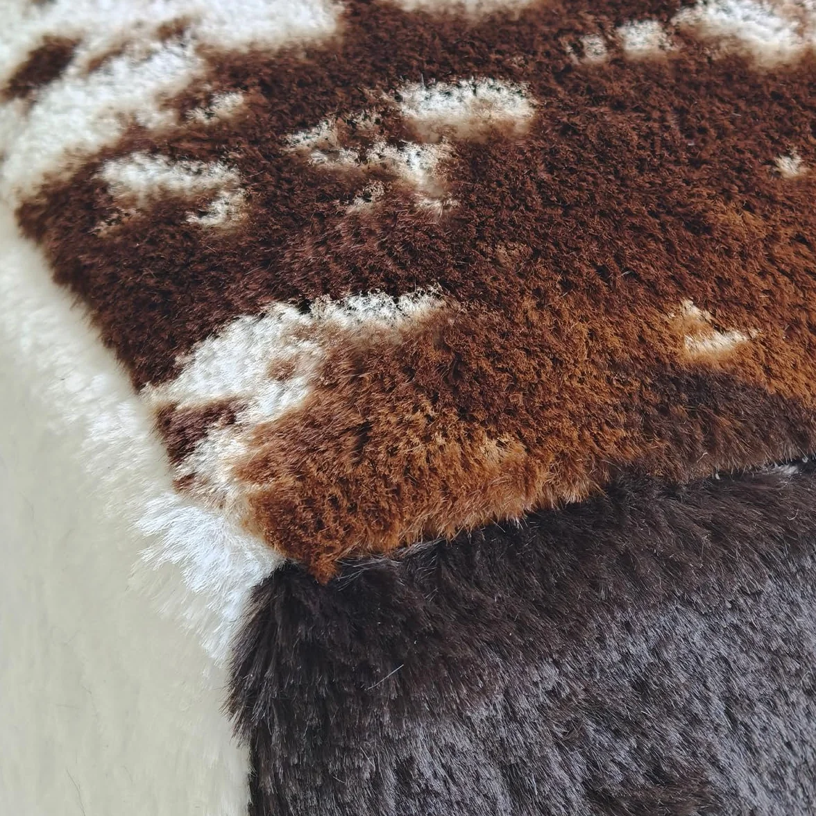 Brown Cow Print Ottoman, Faux Cowhide Footstool, Western Style | 16x16x17 Inch Cube Stool, Solid Metal Legs, Animal Print Ottoman, Farmhouse Decor for Living Room, Bedroom, Entryway
