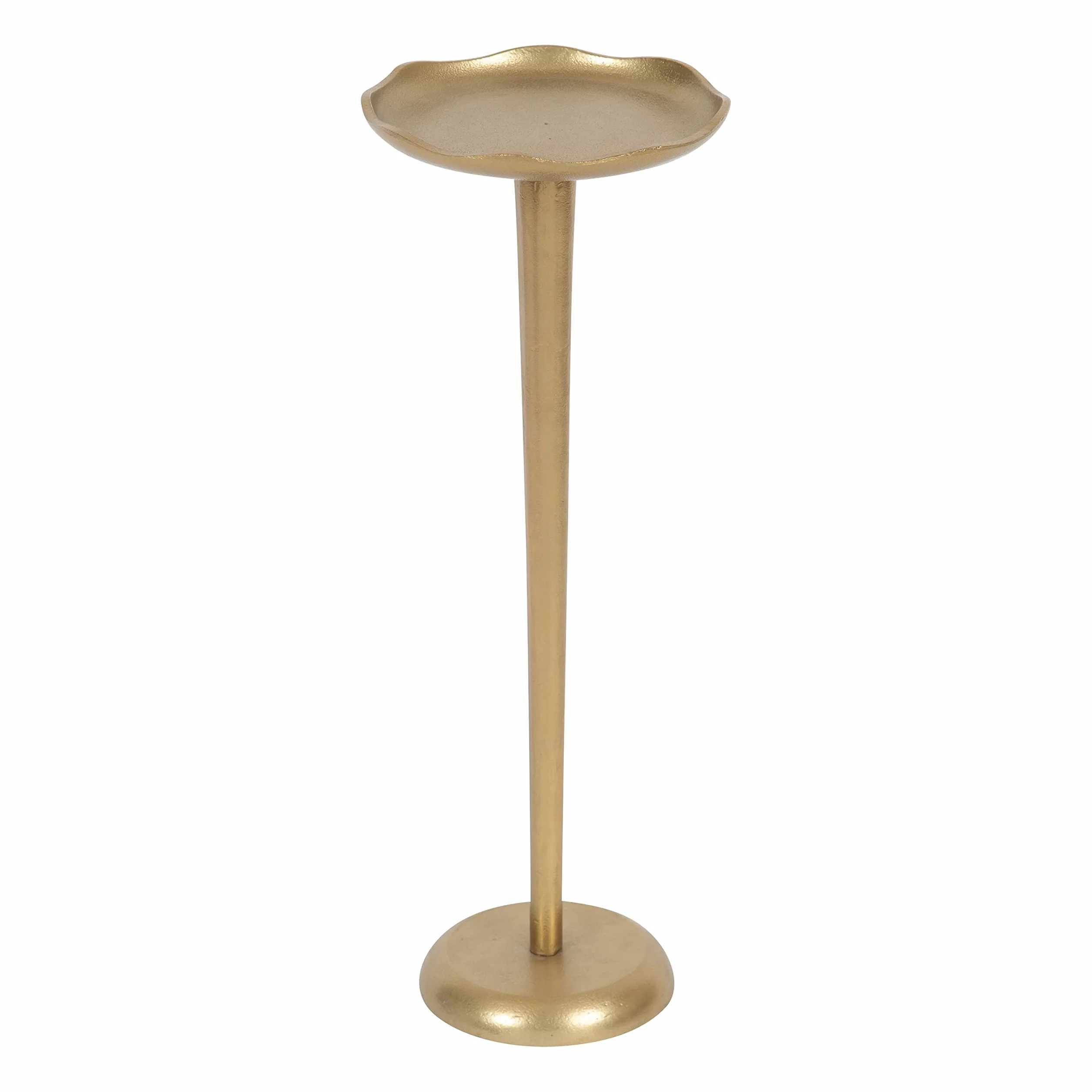 Kate and Laurel Alessia Modern Decorative Metal Drink Table; 8 x 8 x 22; Gold; Stunning Cast Aluminum Pedestal Plant Stand with Rough Texture and Deckled Edge