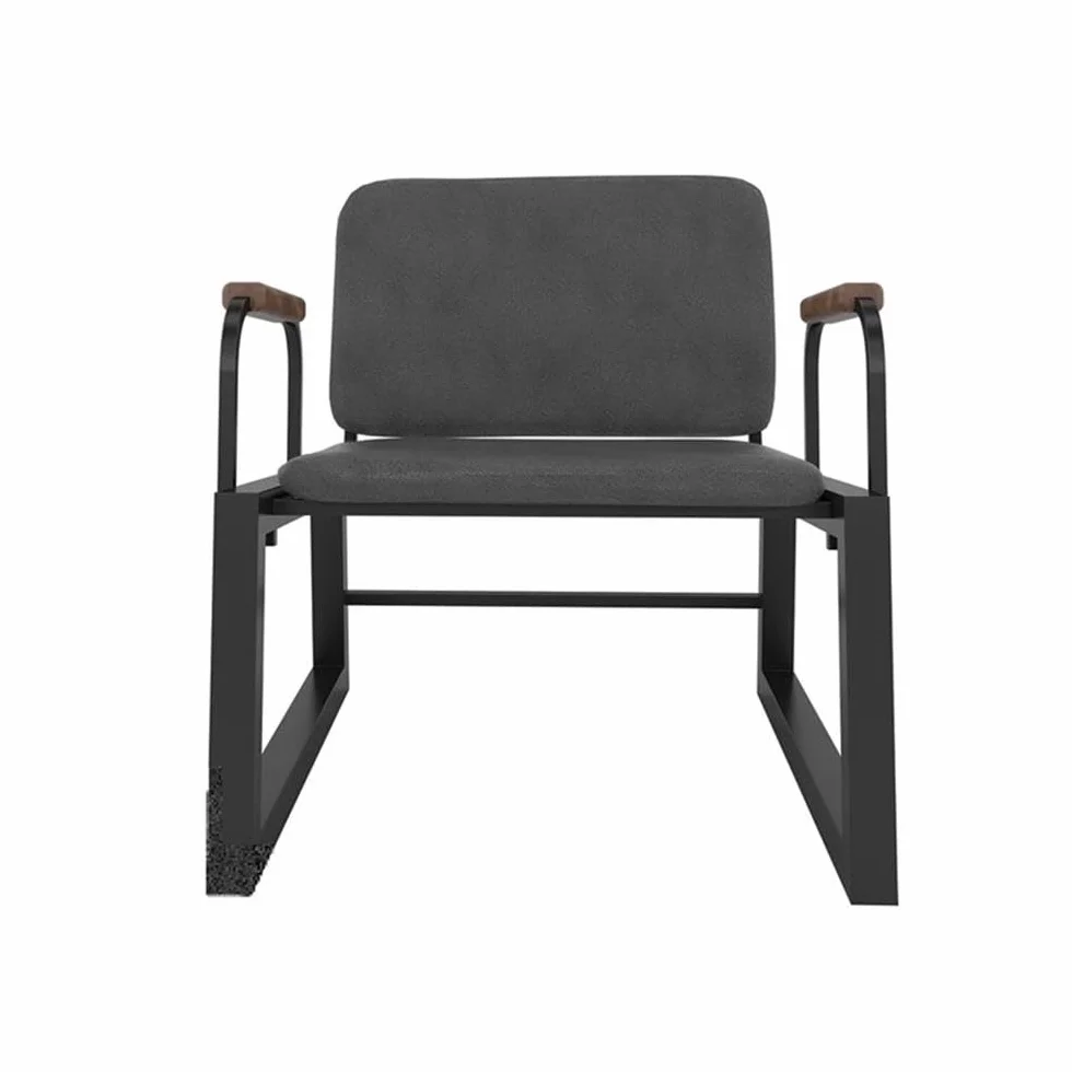 Manhattan Comfort Whythe PU Leather Low Accent Chair 1.0 with Solid Wood Arm Design, Black