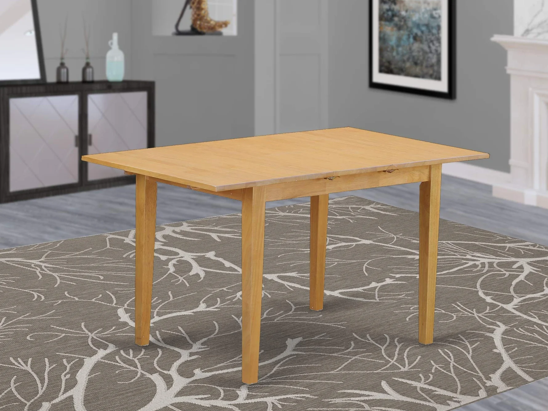 East West Furniture NFT-OAK-T Norfolk Kitchen Dining Table - a Rectangle Solid Wood Table Top with Butterfly Leaf, 32x54 Inch, OAK