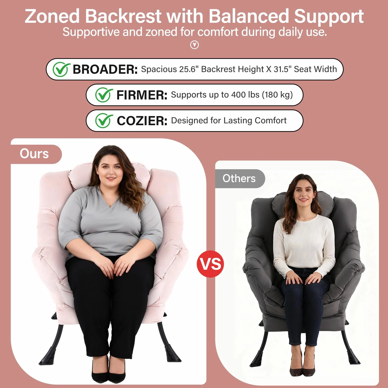 Lazy Chair with Ottoman, Velvet Reading Chair with Pillow，Pink | Comfy Accent Lounge Chair with Pillow & folding Foot Stool, sturdy metal frame for bedroom, dorm or apartment, Living Room