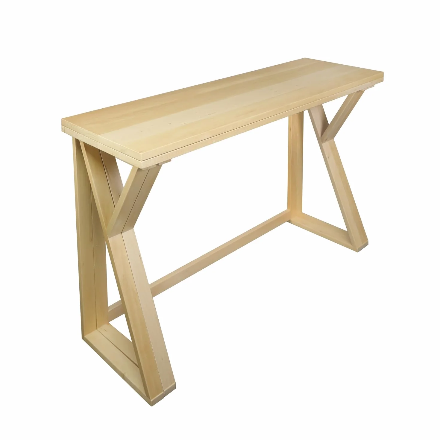 Aztecs Folding Console to Dining Convertible Table with Solid American Basswood