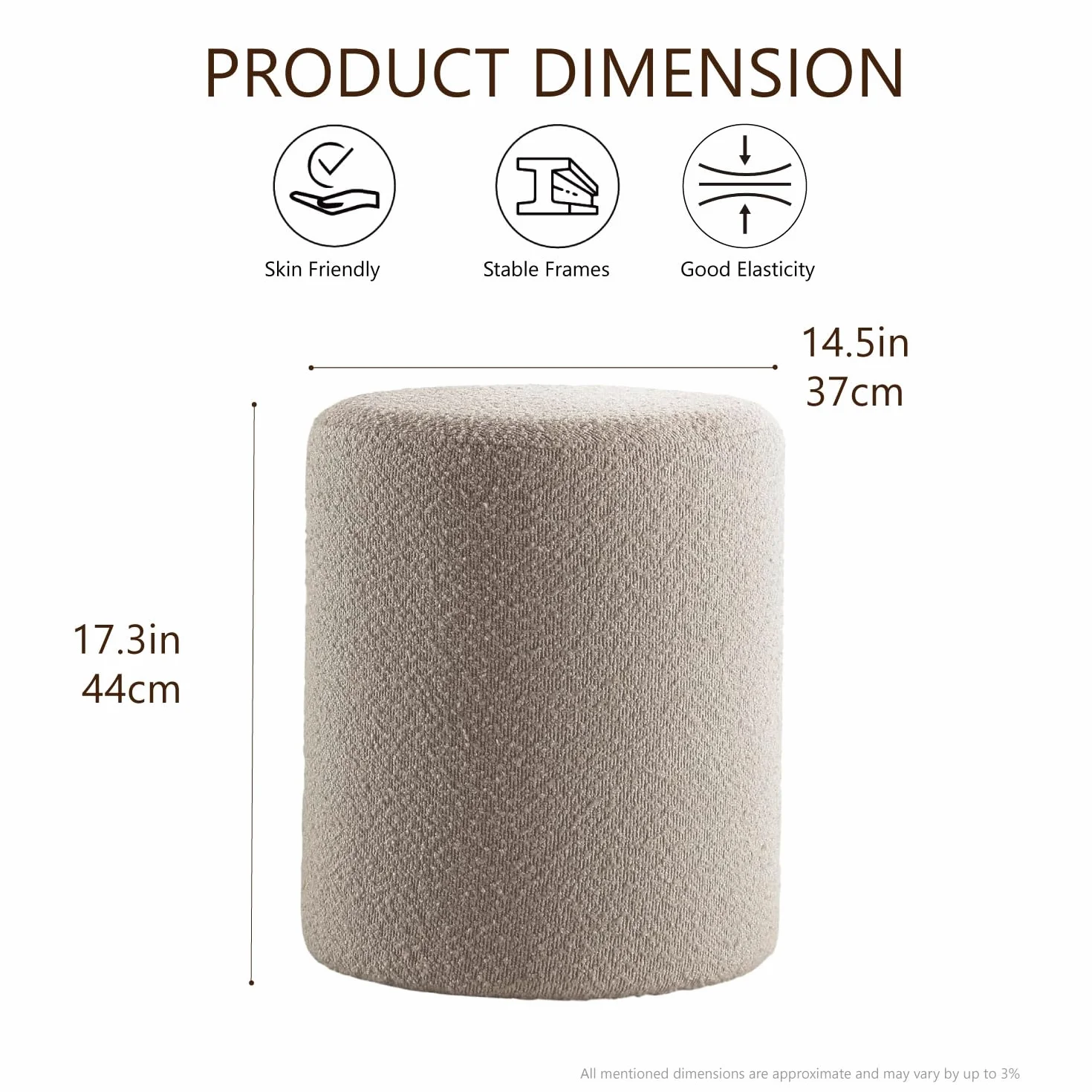 Modern Round Ottoman with Soft Padded Seat, Multifunctional Vanity Stool for Makeup, Upholstered Footrest Stool Ottoman Foot Stool for Living Room, Bedroom