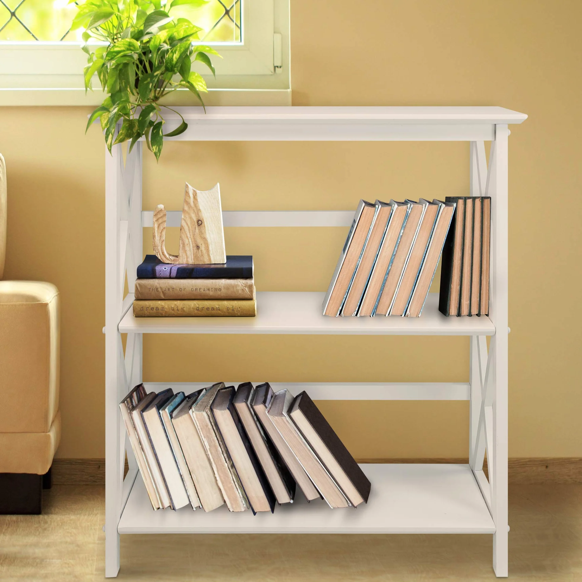 Casual Home Montego 3-Shelf Bookcase, White