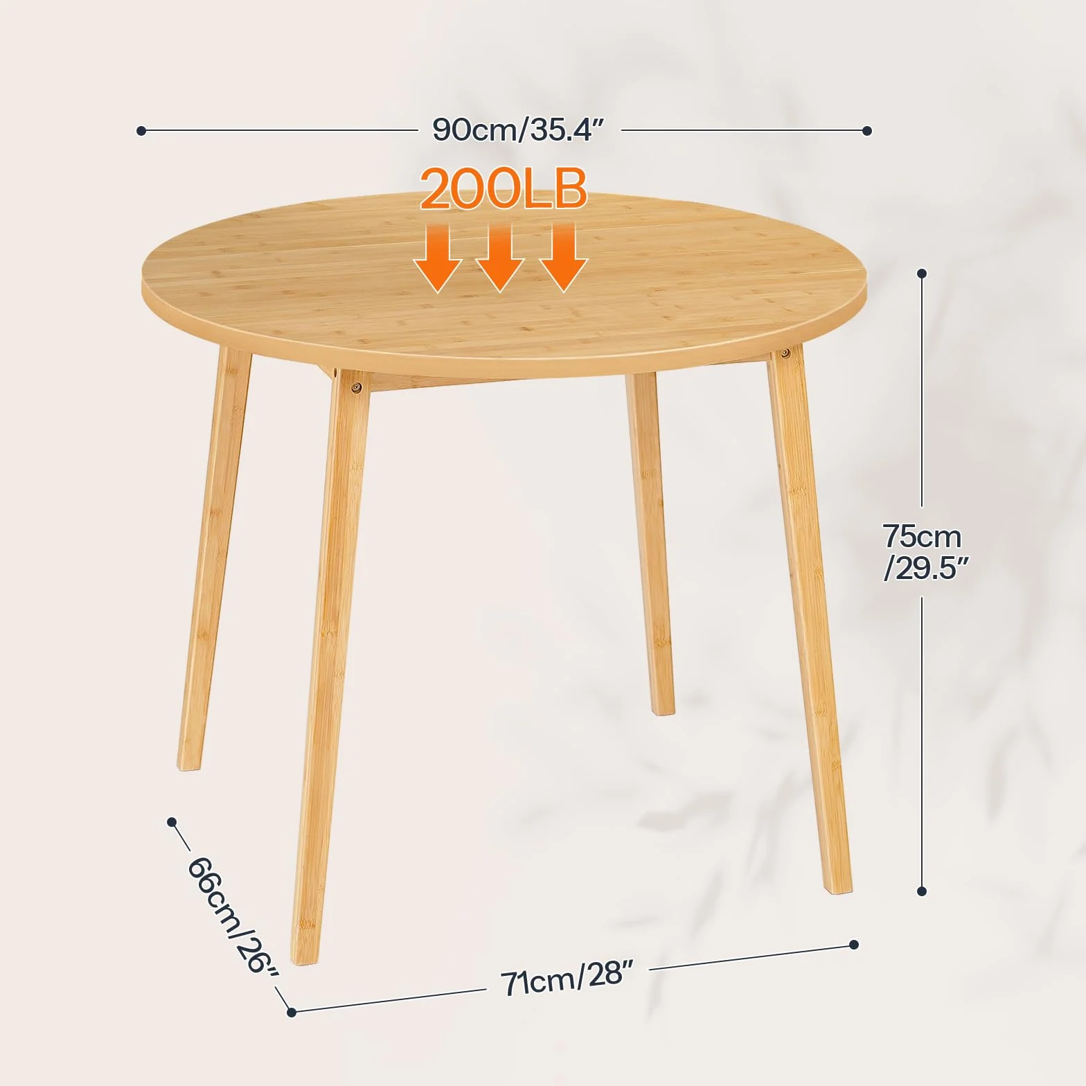 HOOBRO Bamboo Dining Table, Round Dining Table for 4, 35.4" Kitchen Table for Small Space, Easy to Assemble, Space-Saving, for Dining Room, Living Room, Office, Kitchen, Apartment, Natural YL91CZ01