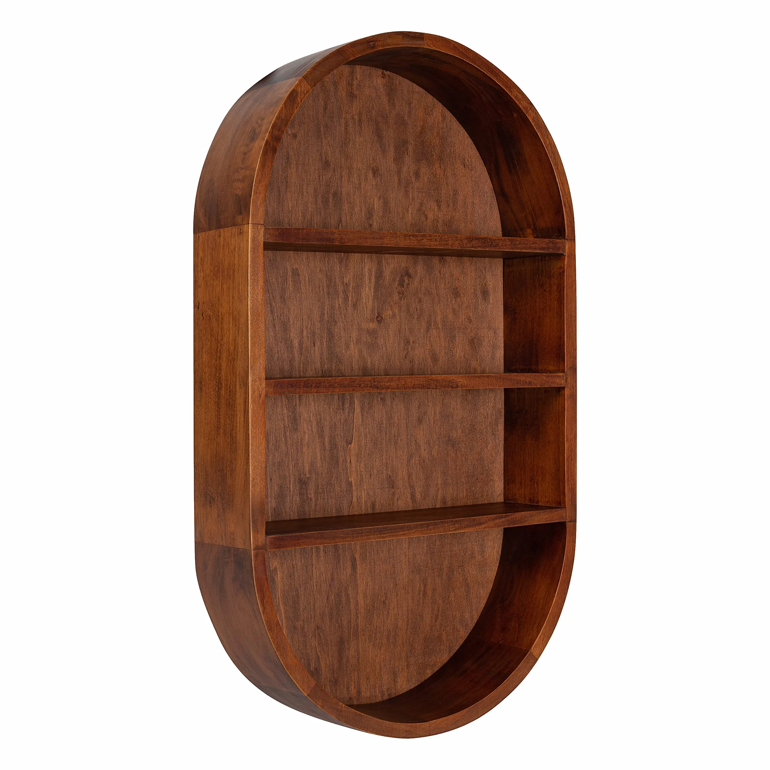 Kate and Laurel Hutton Midcentury Capsule Wall Shelf; 16 x 28; Walnut Brown; Geometric Decorative Shelves for Wall