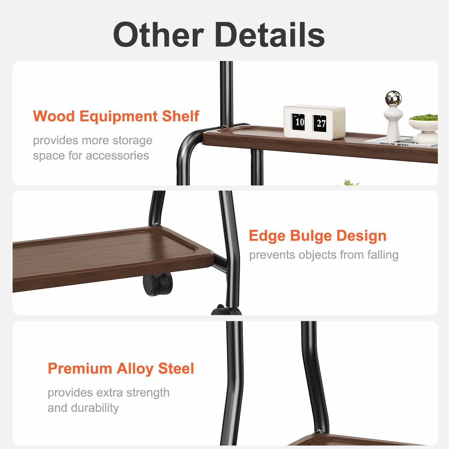 Easel Rolling TV Stand with Wheels for 32-75 Inch TVs, Decorative Mobile TV Cart with Double Wood Shelves, Portable Floor TV Stand for Living Room Office Classroom, VESA 600x400, 110 lbs