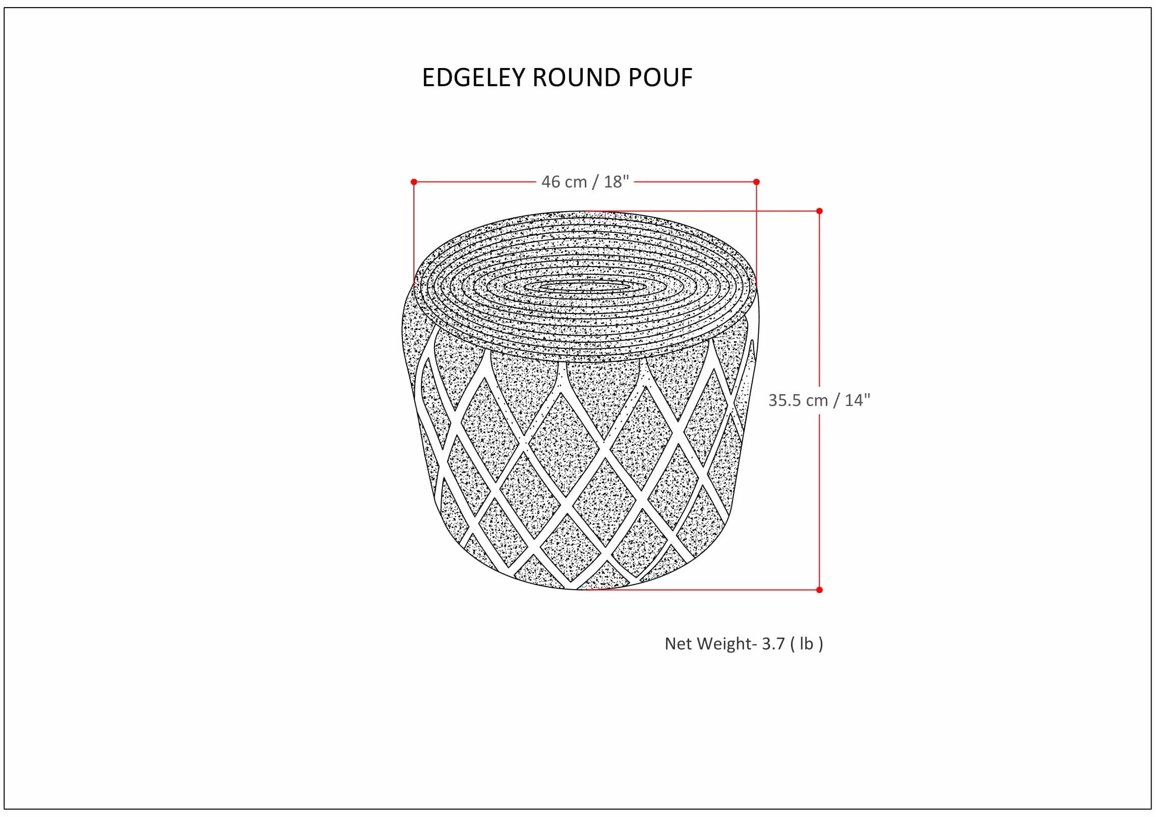 SIMPLIHOME Edgeley 18" Wide Round Pouf in Grey/Natural Jute and Cotton
