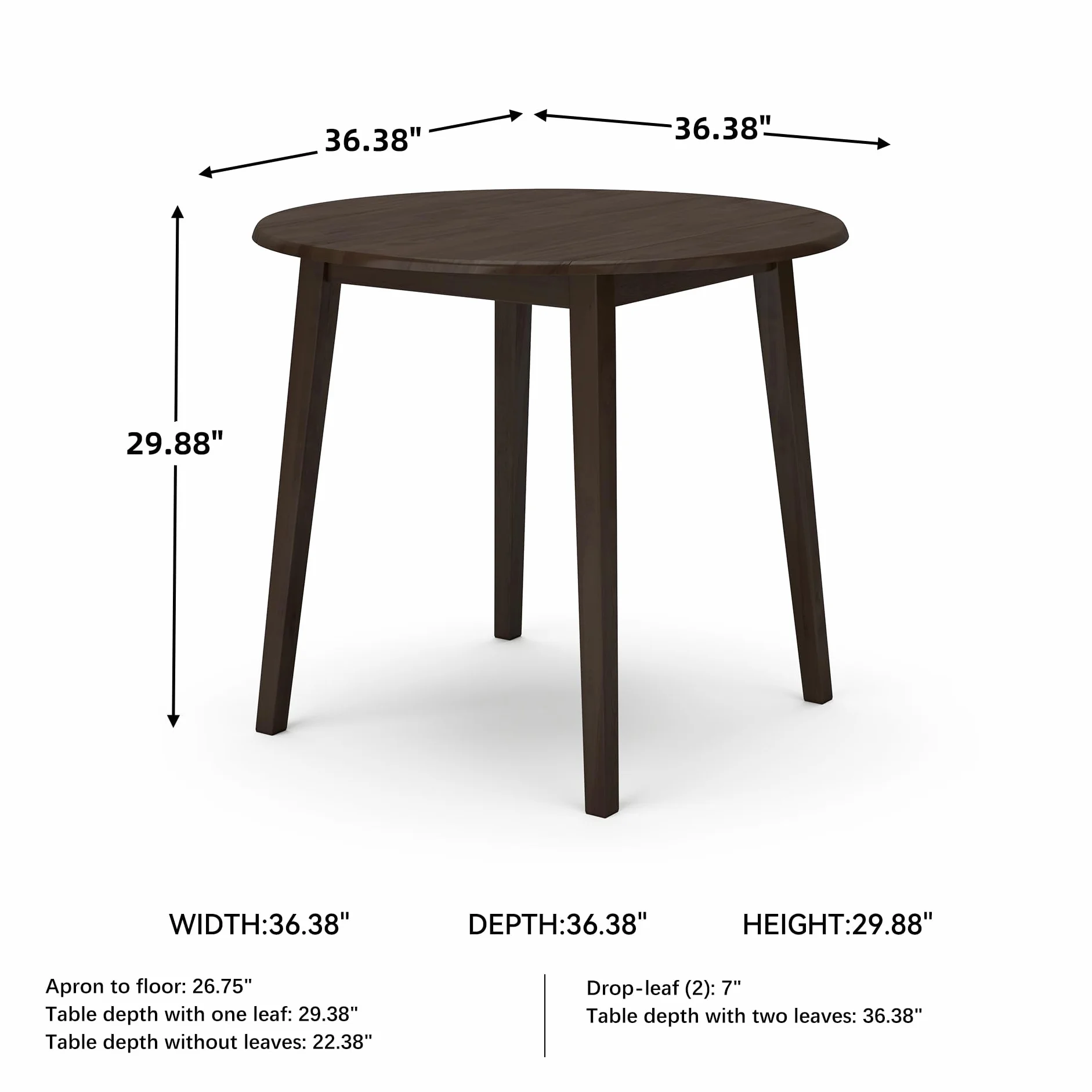 Signature Design by Ashley Small Round Drop Leaf Dining Table, Brown | Dual-hinged 36-inch extendable top for compact spaces, Made of veneers, wood and engineered wood, Hammis Series