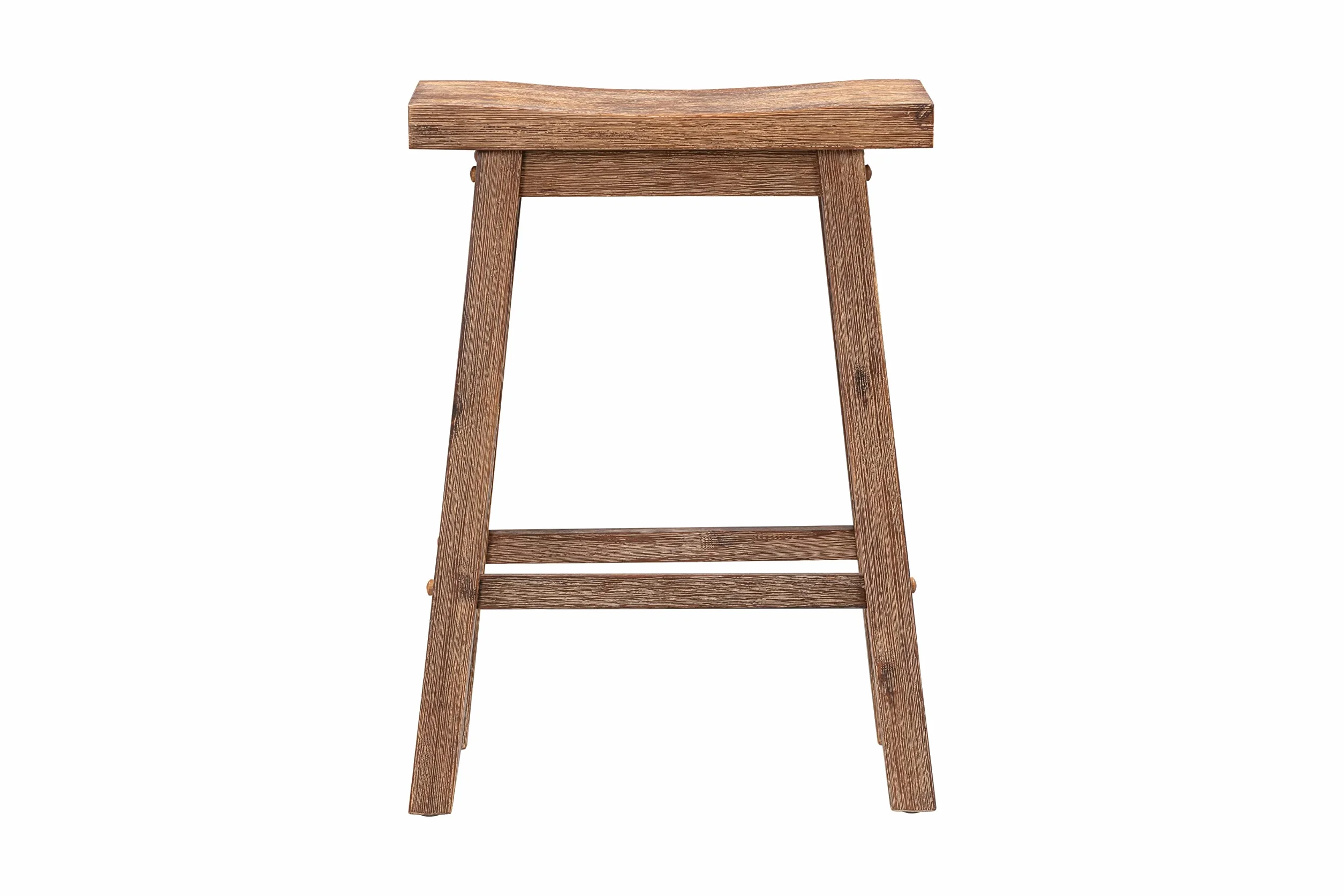 Sonoma Backless Saddle Counter Stools - Barnwood Wire-Brush - Set of 2