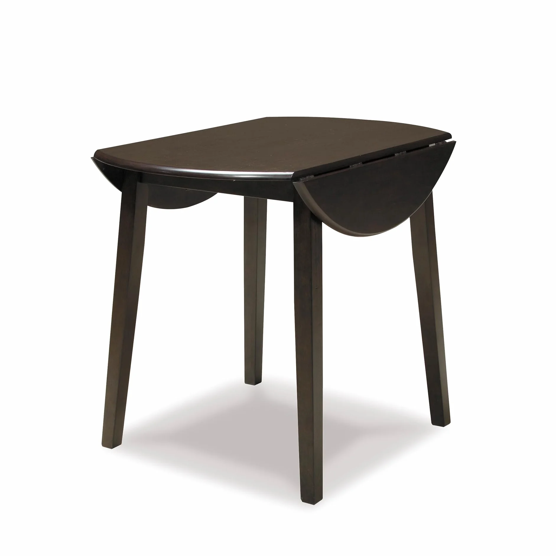 Signature Design by Ashley Small Round Drop Leaf Dining Table, Brown | Dual-hinged 36-inch extendable top for compact spaces, Made of veneers, wood and engineered wood, Hammis Series