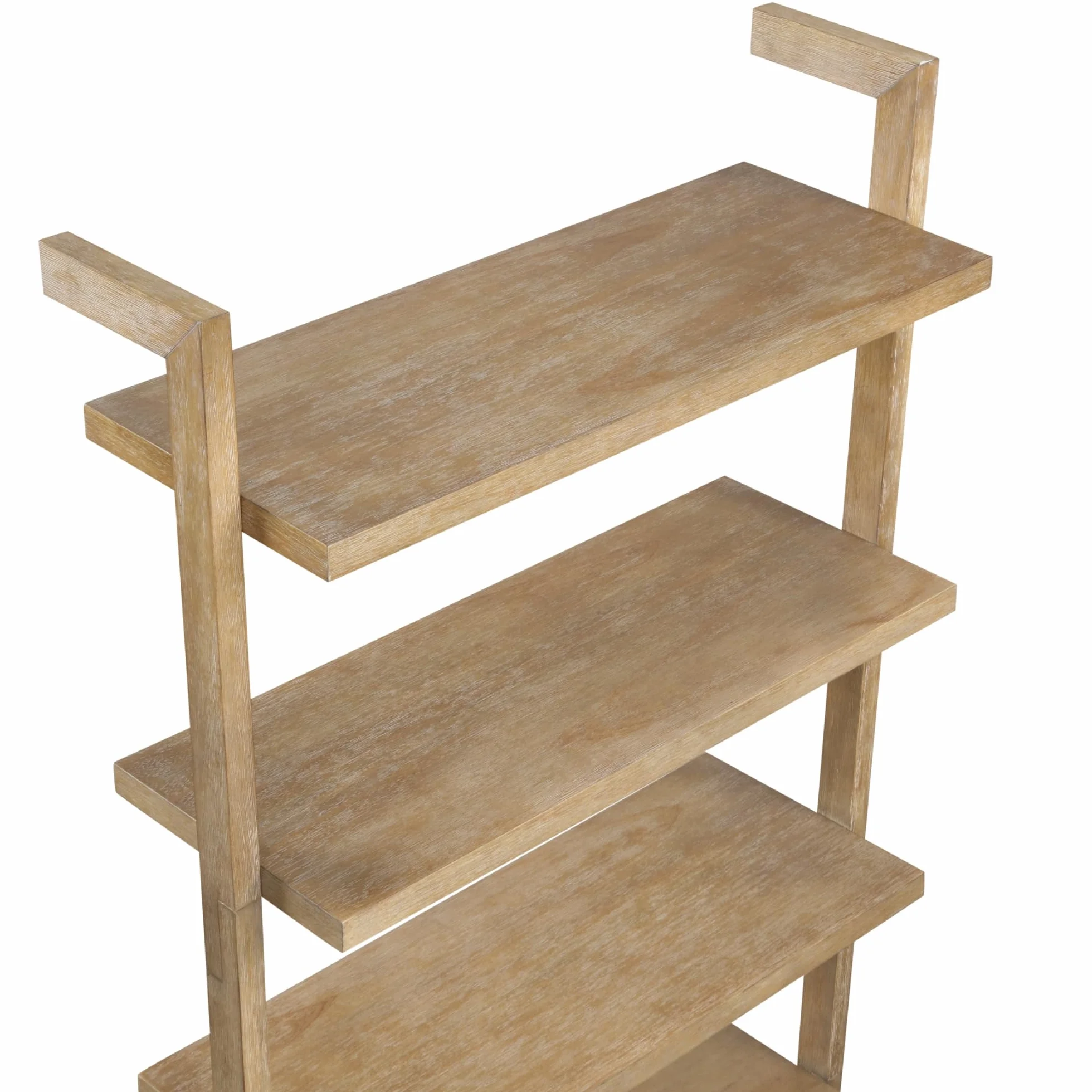 Nathan James Beacon 5 Tier Bookshelf, Wall Mounted Bookcase, Solid Wood Bookshelf in Wire Brushed Finish, Boho Rustic Bookcase