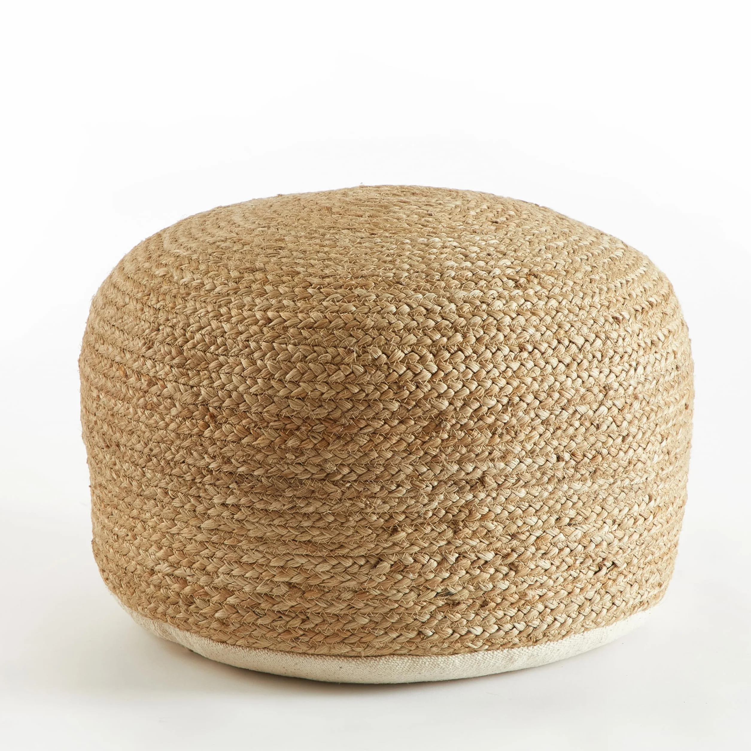 Urban Lifestyle Circular Natural Jute Braided Pouf Ottoman and Footrest, 18"x18"x10"H
