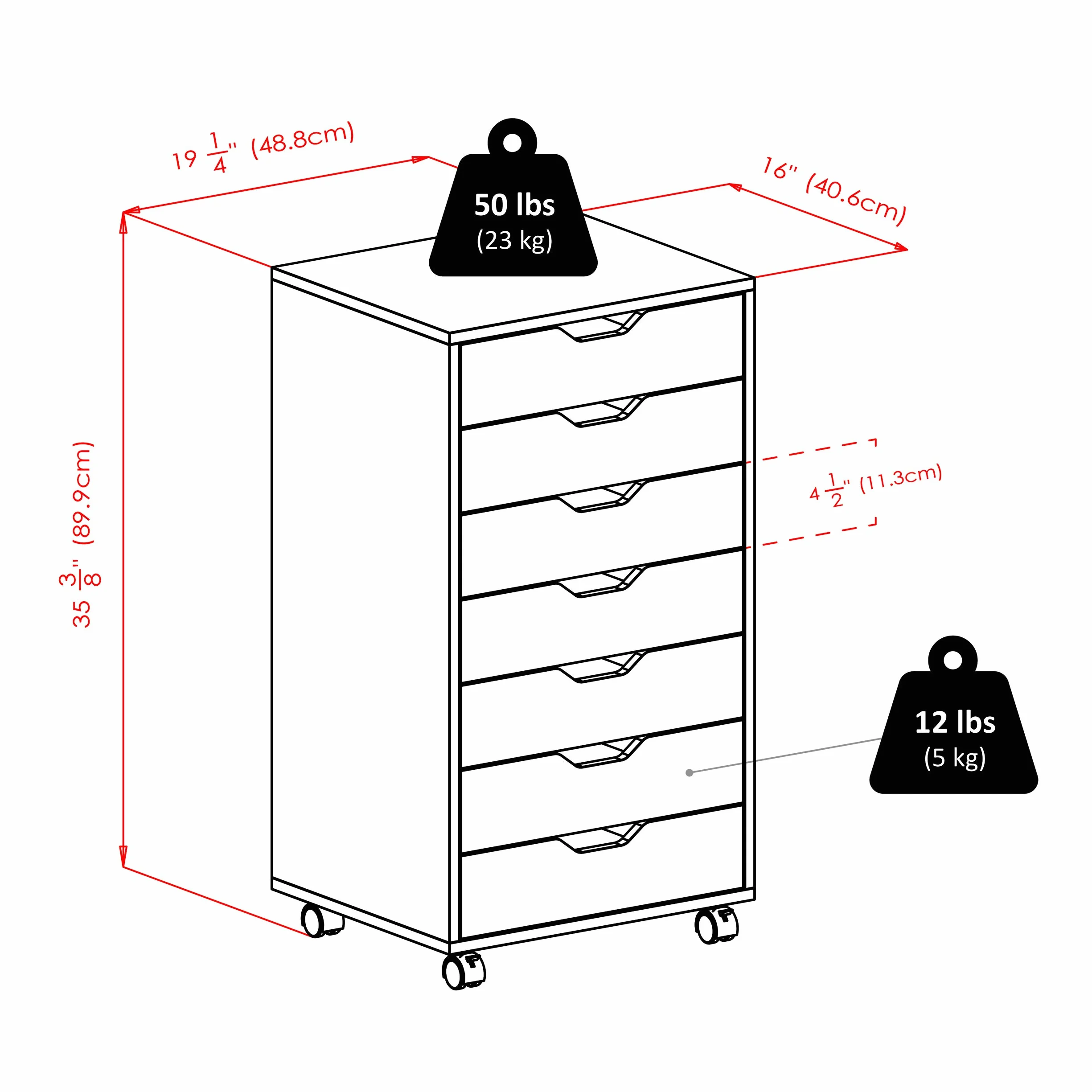 Winsome Halifax 7-Drawer Composite Wood Cabinet, White (10792)