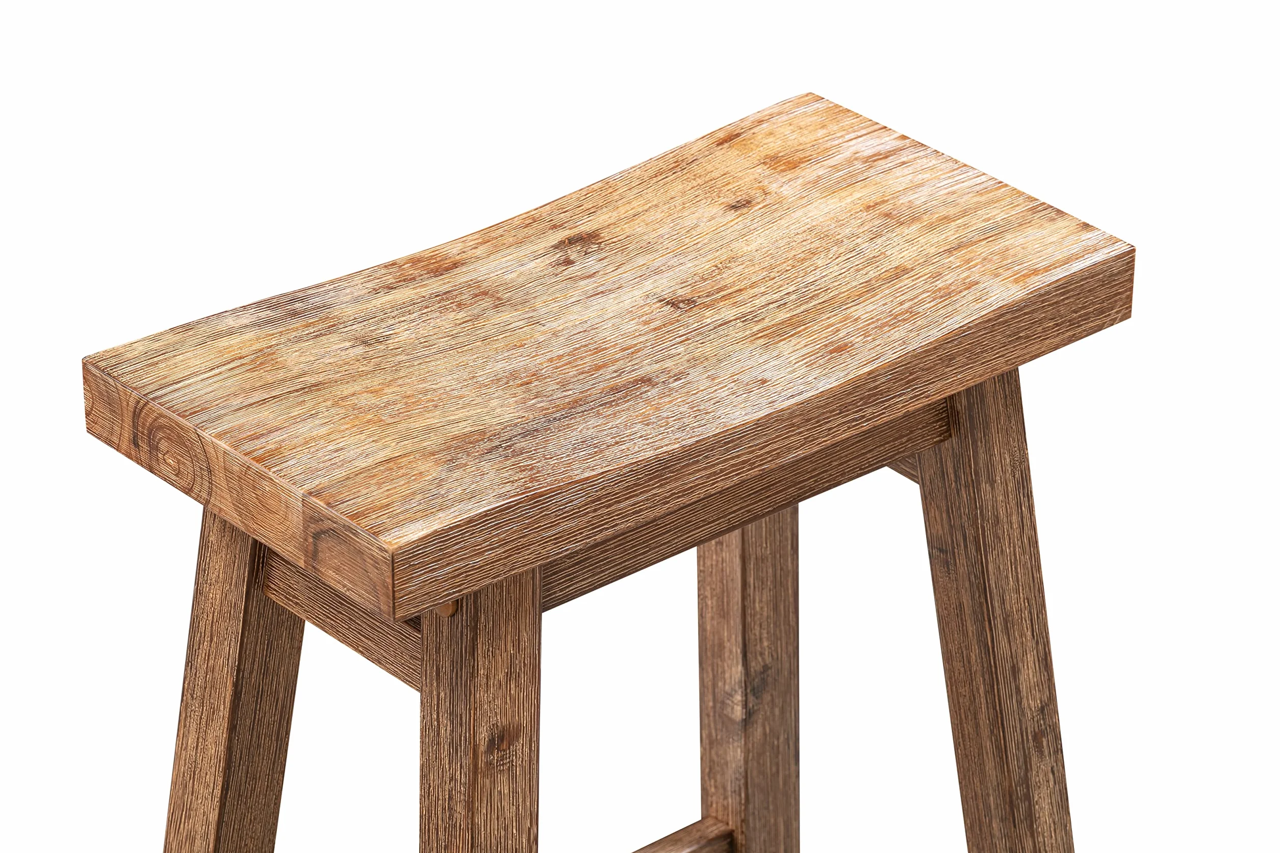 Sonoma Backless Saddle Counter Stools - Barnwood Wire-Brush - Set of 2