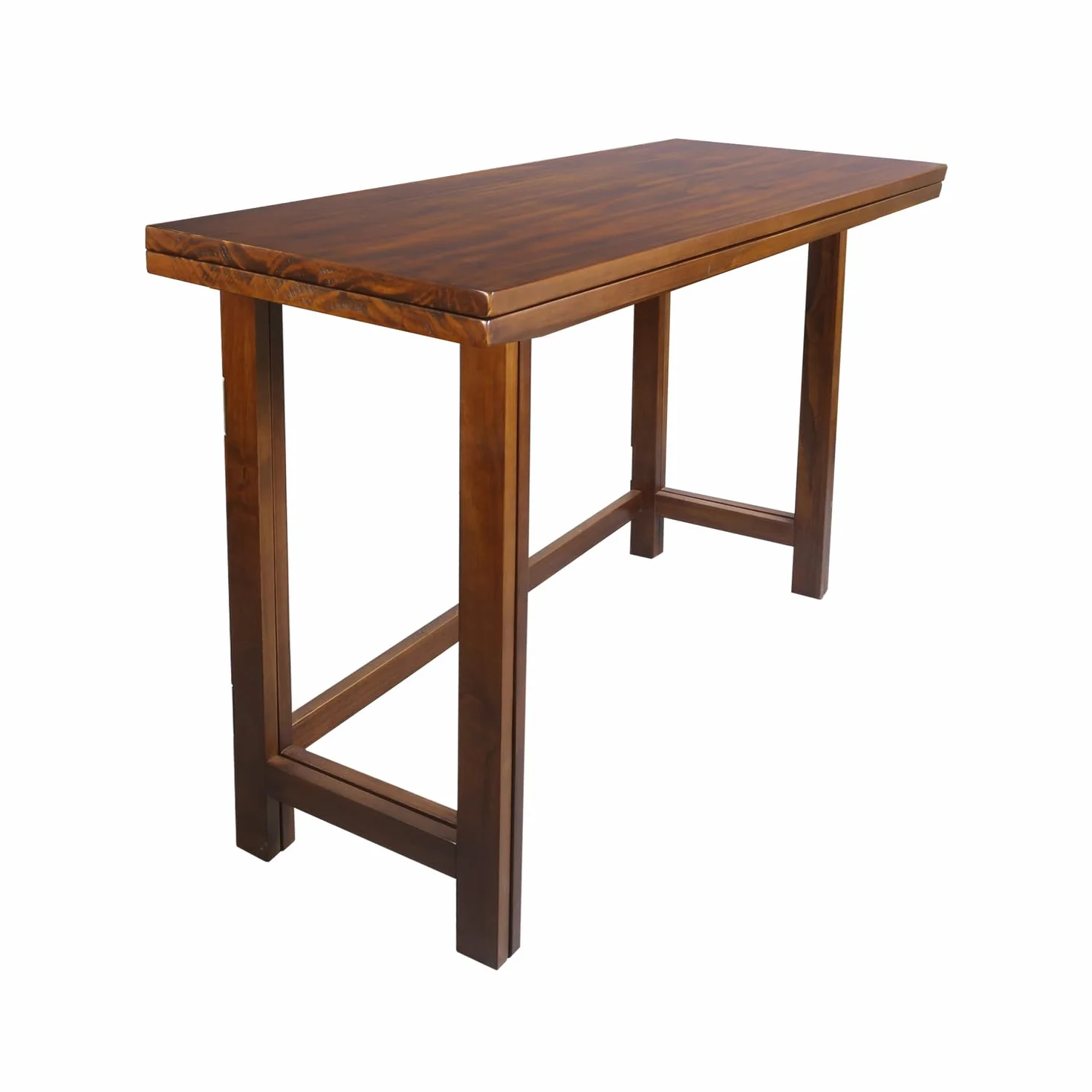 Solid Wood Flip-Top Folding Console to Dining Convertible Table
