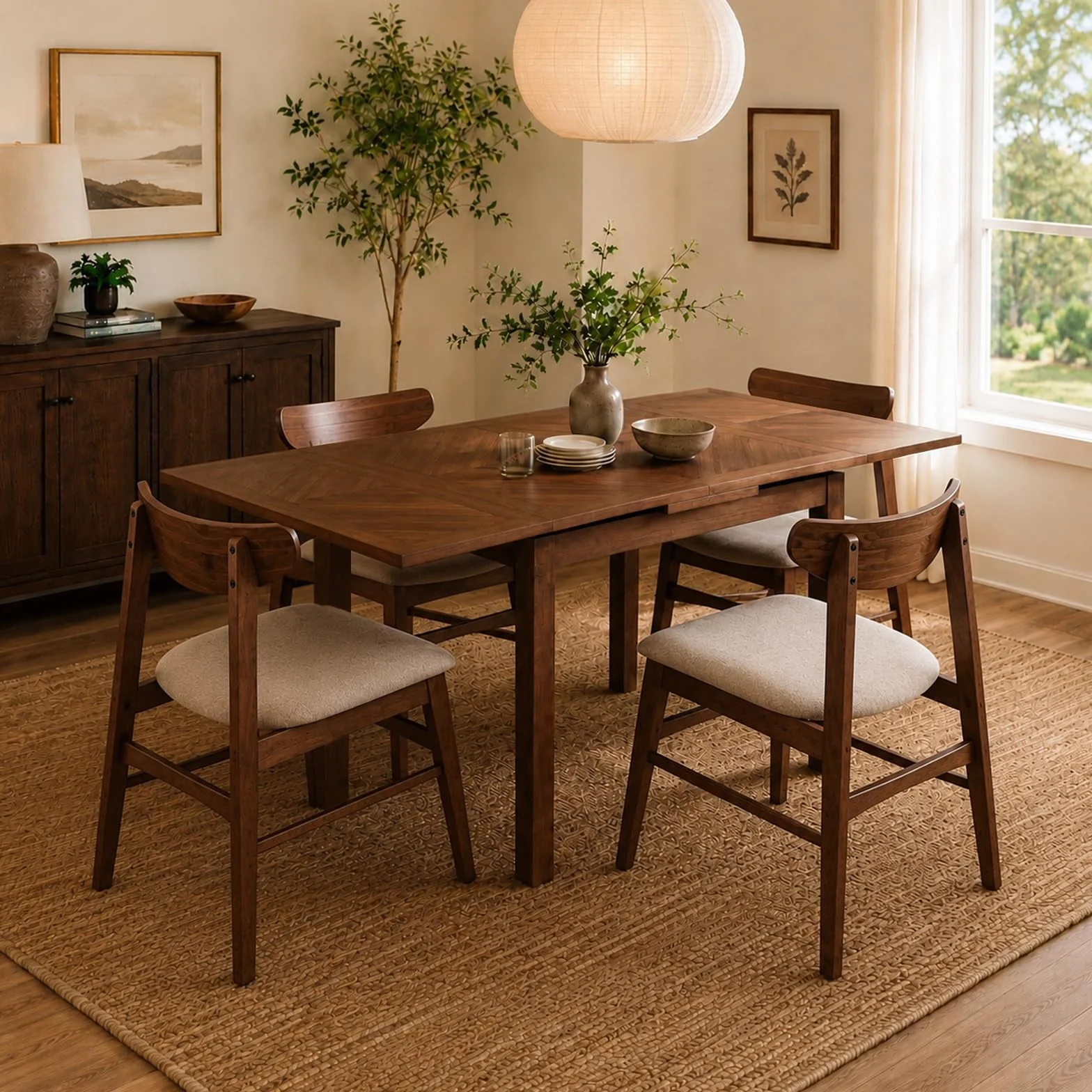 Small Dining Table for 4, Extendable Dining Table, Space-Saving Design, Ideal for Compact Dining Space and Expands for Larger Dining Areas