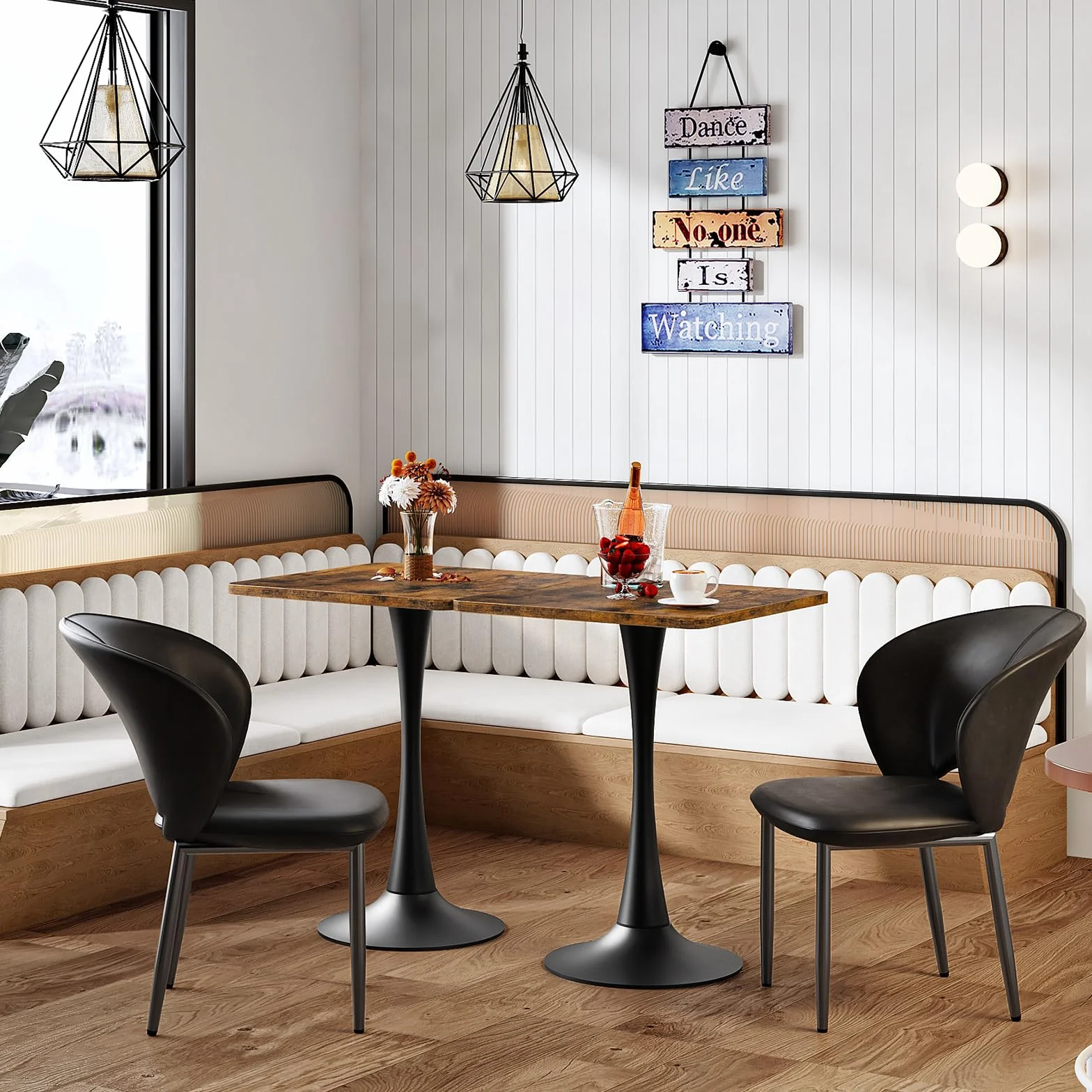 HOOBRO Dining Table, Square Dining Table for 2, 27.6" Dining Room Table for Small Spaces, Tulip Kitchen Table, Anti-Slip Heavy Base, Easy to Assemble, for Living Room, Kitchen, Rustic Brown BF18CZ01