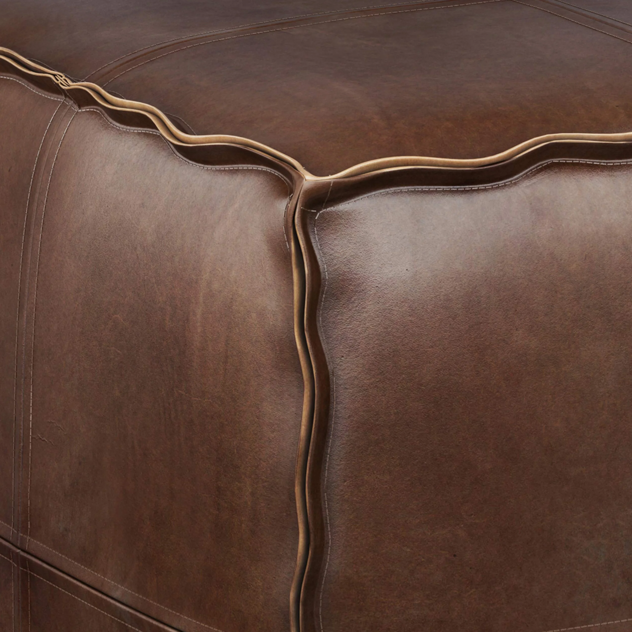 SIMPLIHOME Brody 24" Wide Pouf in Distressed Camel Brown Faux Leather