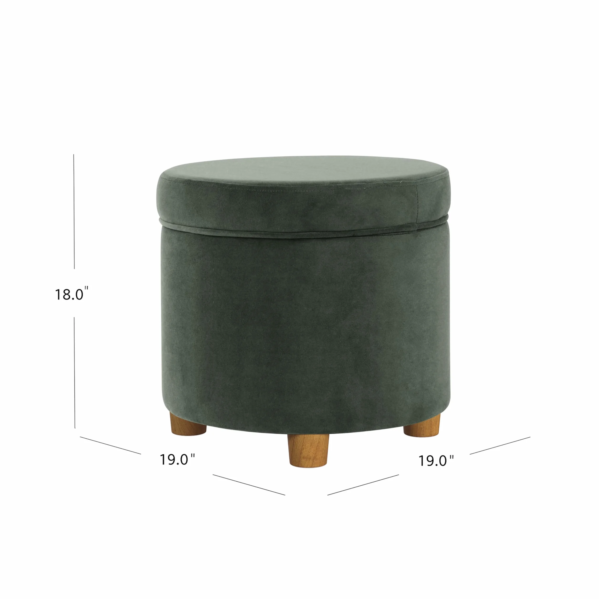 HomePop 19" Round Storage Ottoman - Loden Green Velvet