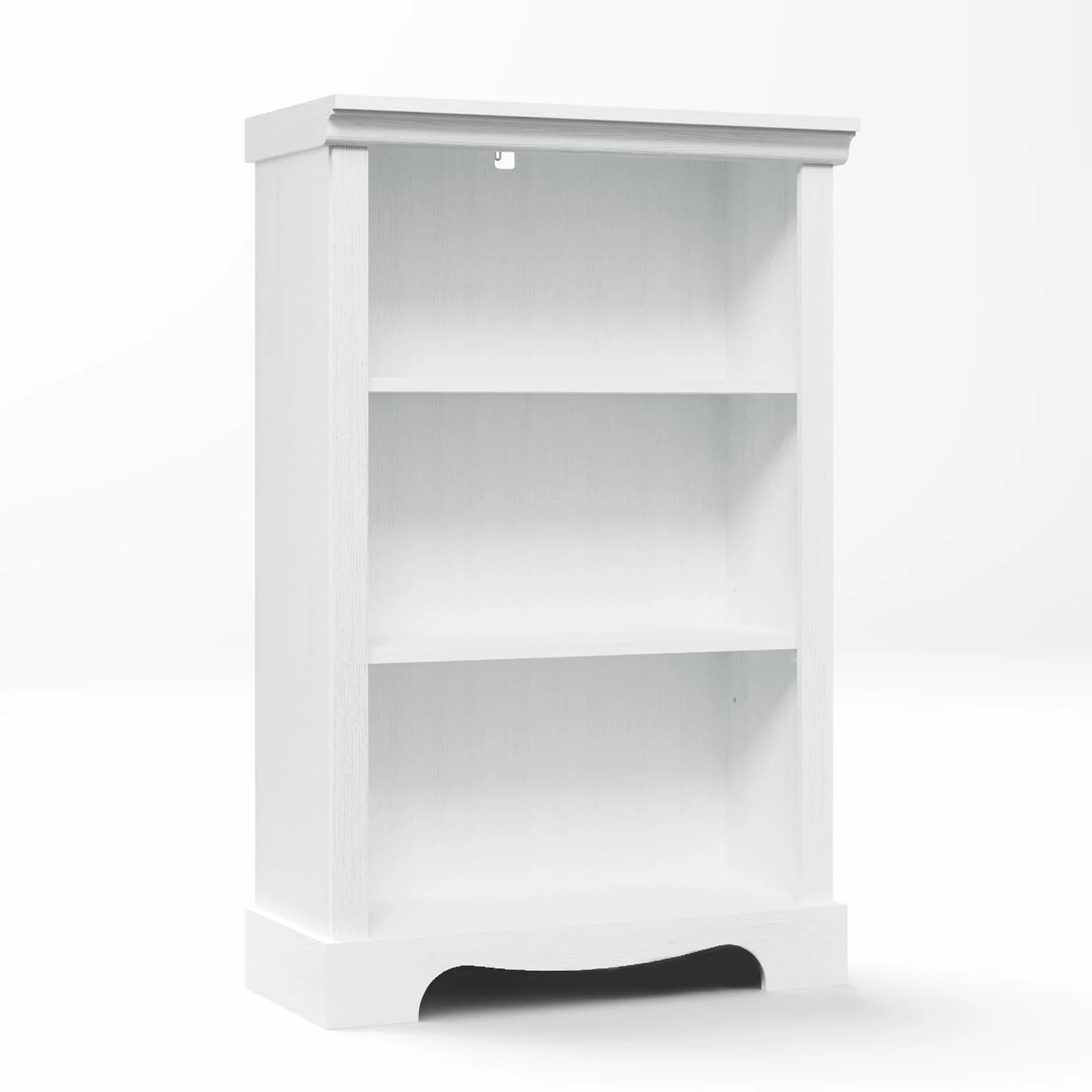 3-Tier Bookshelf, White Bookshelf with Adjustable Shelf, Wooden Bookshelf Open Storage, 9.8" D x 24.6" W x 38" H, Small Bookcase for Study Room, Living Room, Home Office, Bedroom (White)