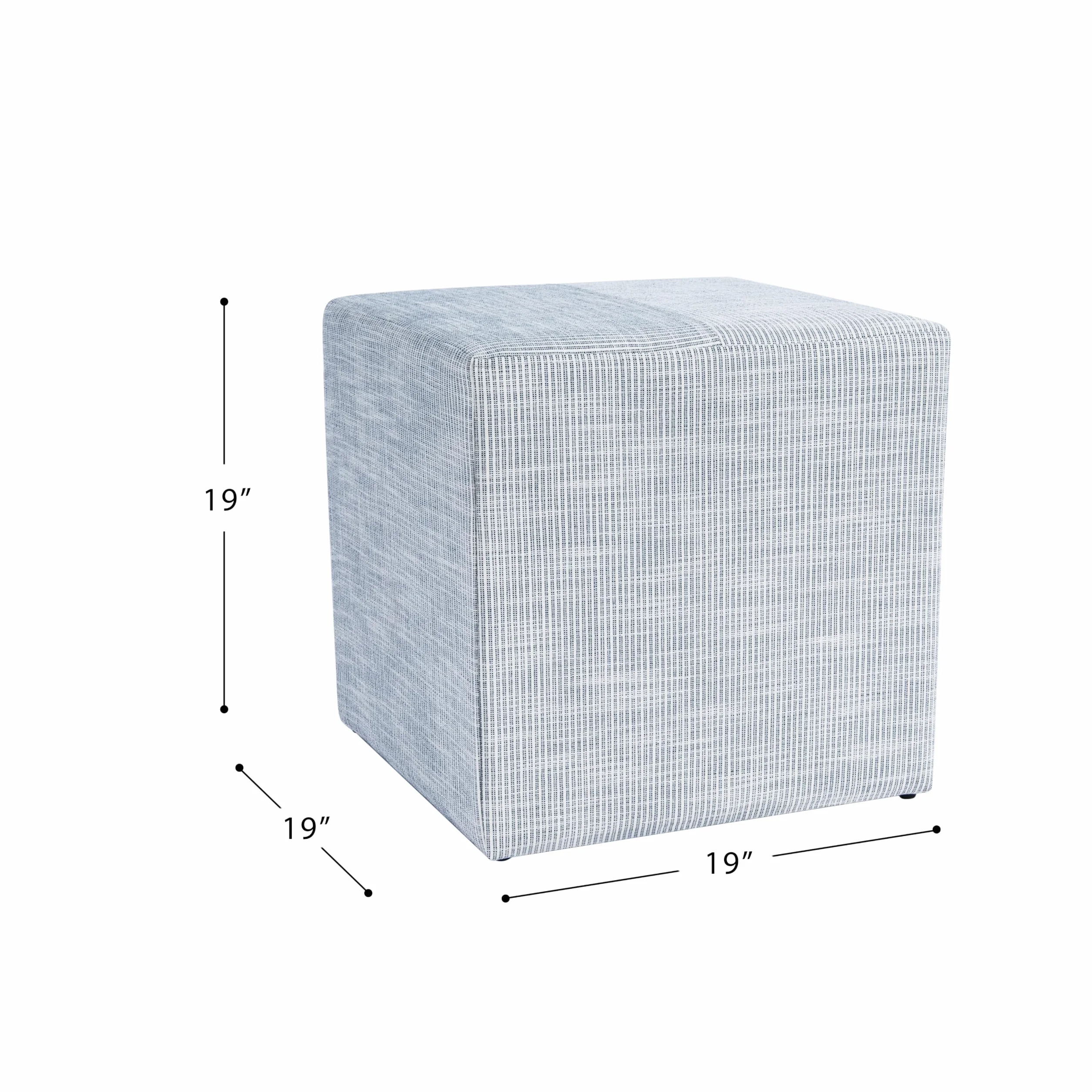 HomePop 19" Square Ottoman - Blue Pinstripe Fabric