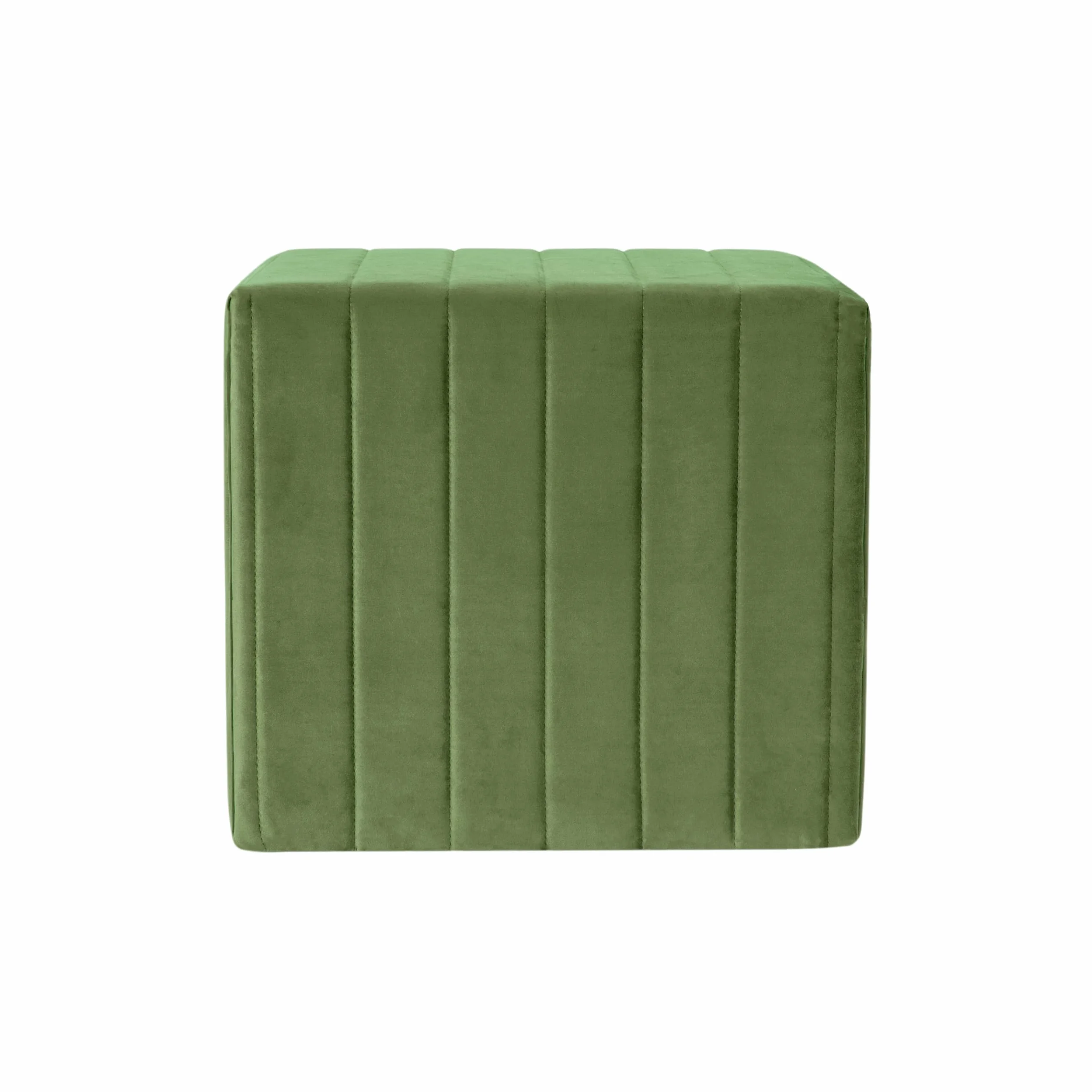 Spatial Order 19" Modern Channel Tufted Velvet Ottoman - Green