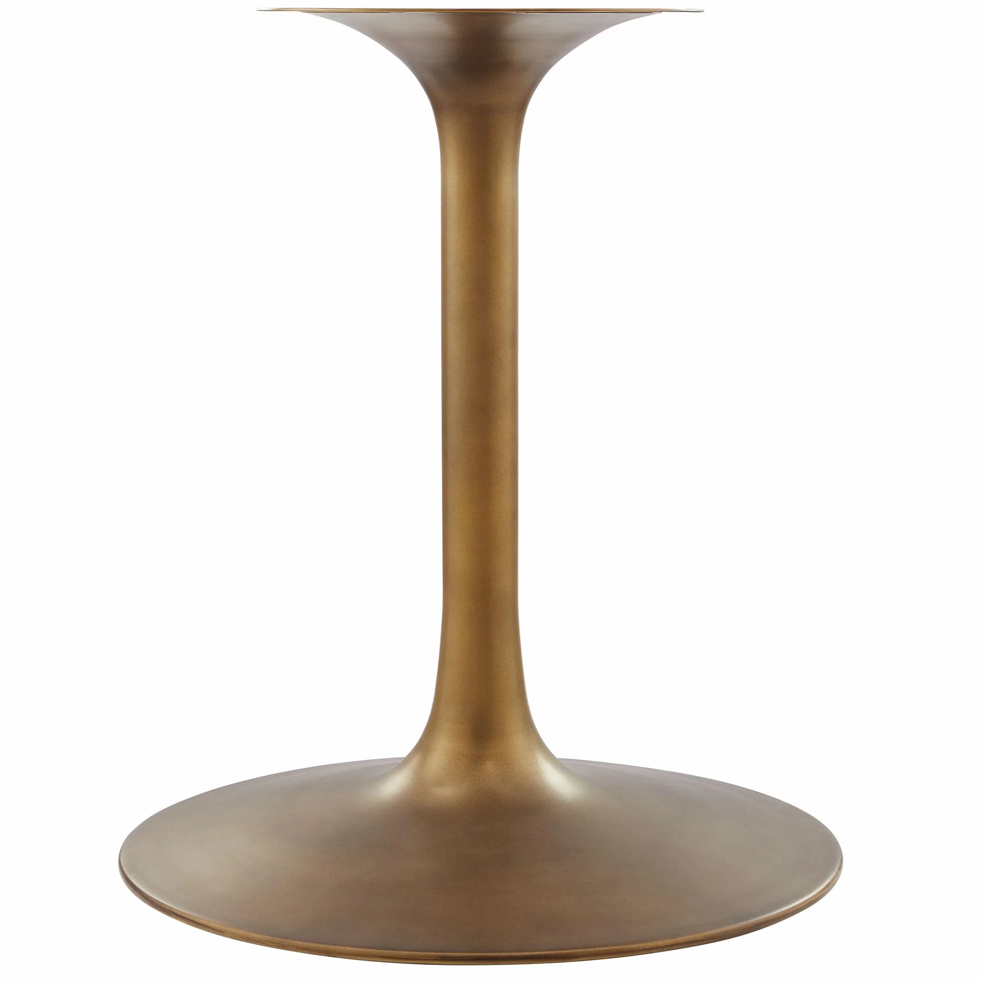 Modway Lippa 60 Inch Round Wood Dining Table with Metal Pedestal in Brass Walnut - Modern Industrial Dining Table for 6 People - Solid Wood Tulip Kitchen Table