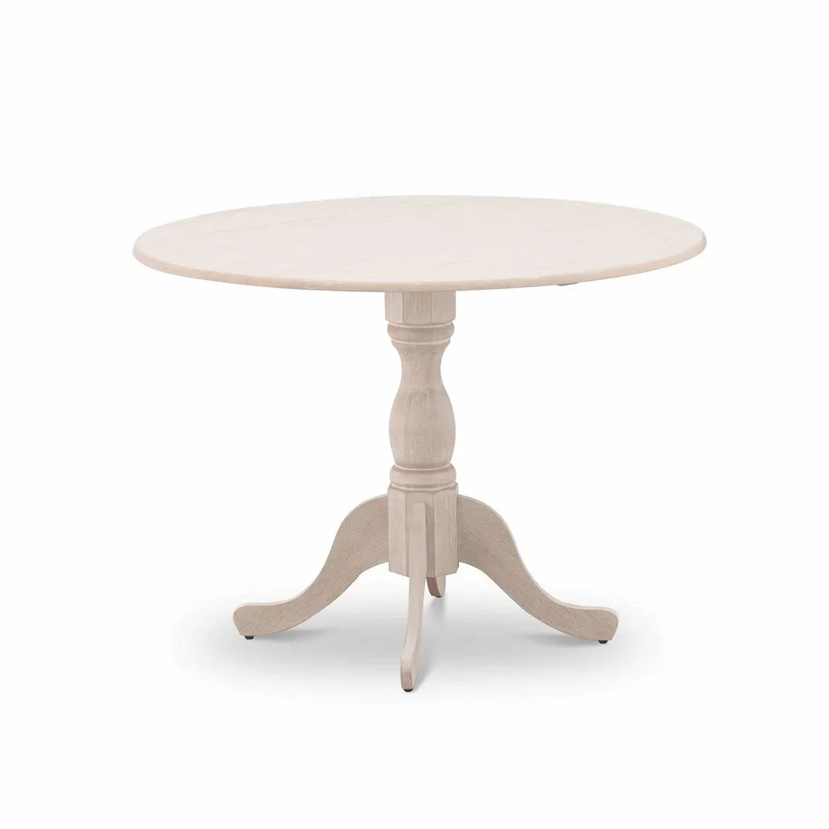 East West Furniture DMT-ABC-TP Dublin Kitchen Dining Table - a Round Wooden Table Top with Dropleaf & Pedestal Base, 42x42 Inch, Wirebrushed Buttercream | Kitchen