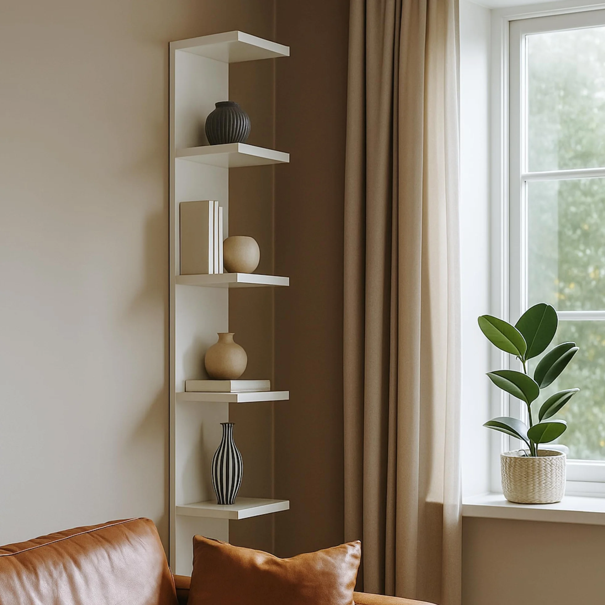 7 Tier Wall Shelf Unit,Vertical Column Floating Storage Home Decor Organizer,White Lack Wall Shelf for Bedroom,Living Room,Office Decor(1 Pack)
