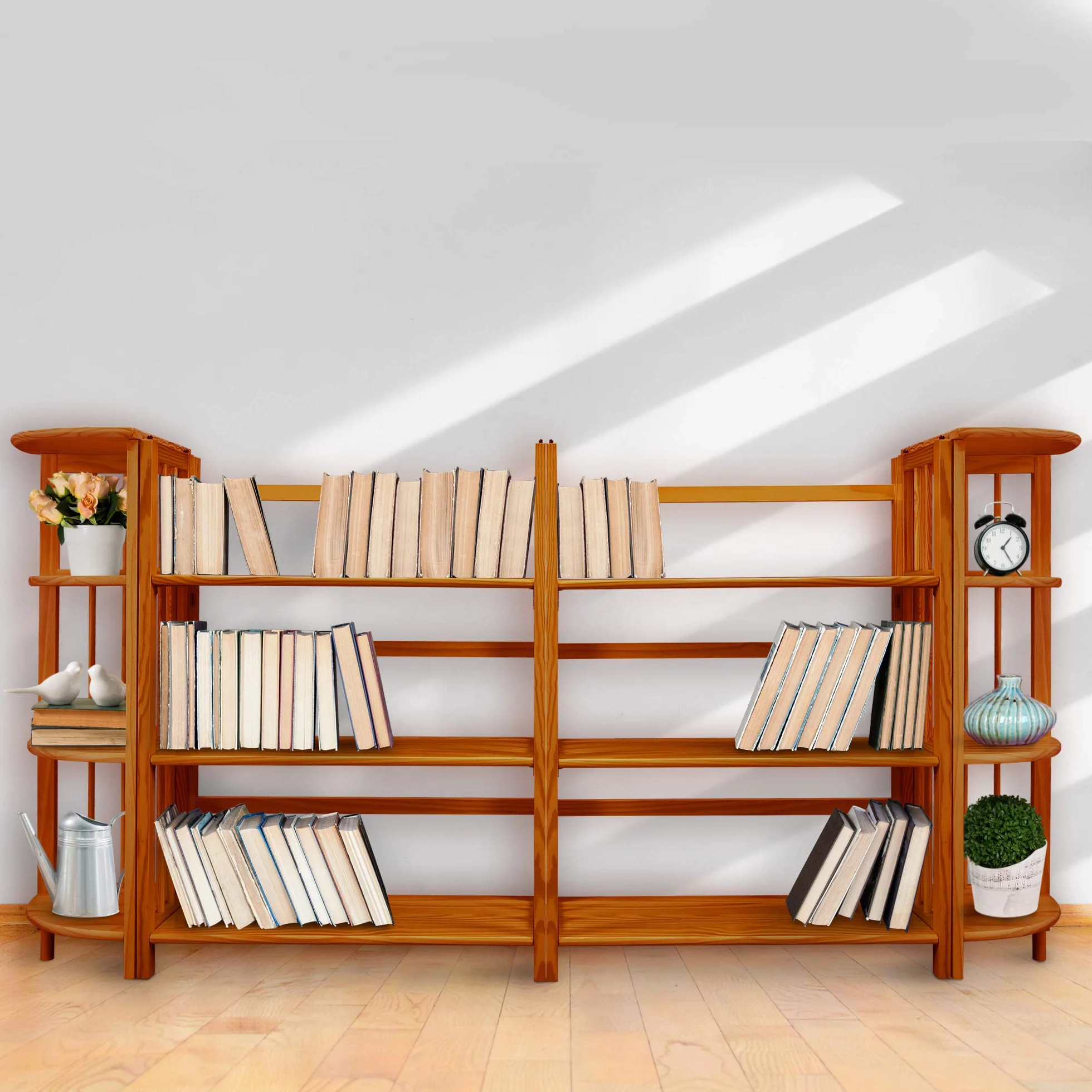 Casual Home 3-Shelf Folding Stackable Bookcase (27.5" Wide)-Walnut