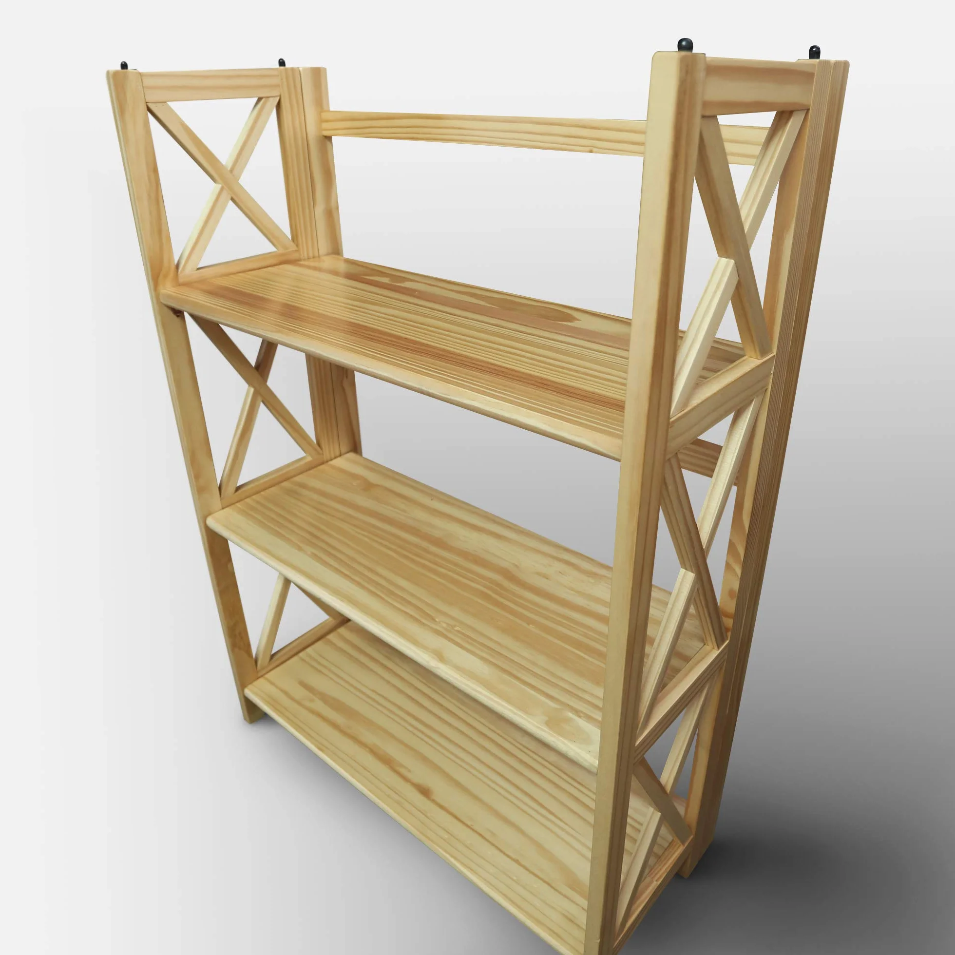 Casual Home Montego 3-Shelf Folding Bookcase, Natural , 27.5" Wide