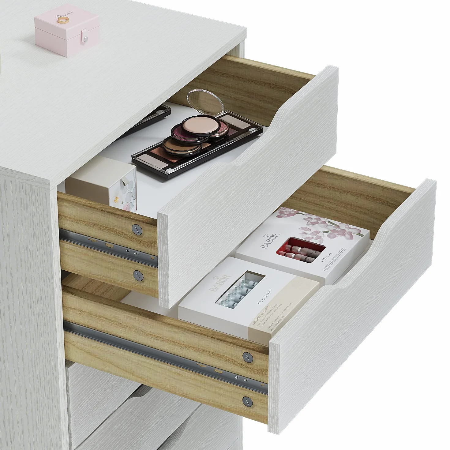 Panana 7 Drawer Mobile File Cabinet, Wooden Under Desk Storage with Wheels Office Organization Vertical Filing Chest of Drawers for Home Office (White)