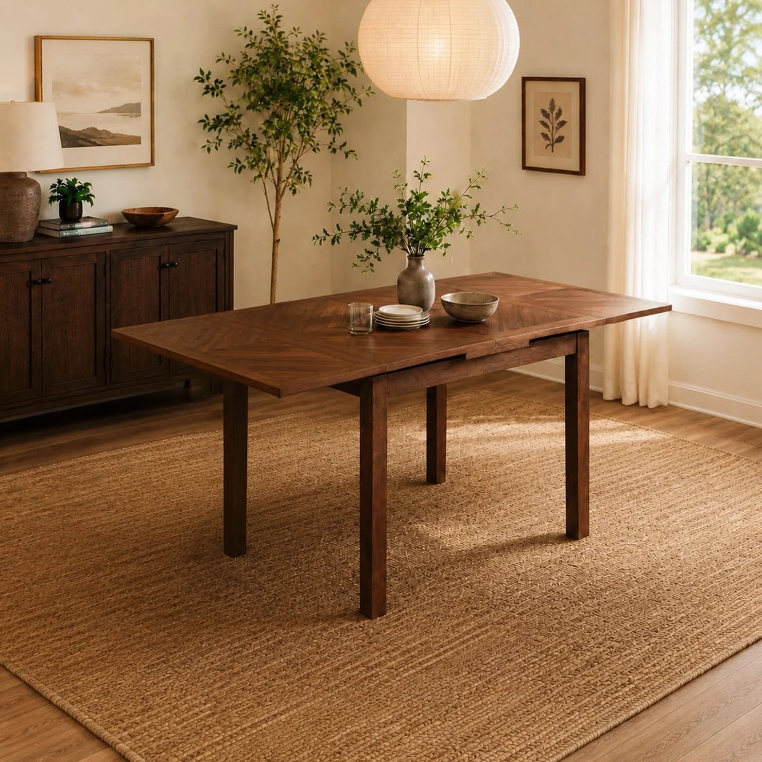 Small Dining Table for 4, Extendable Dining Table, Space-Saving Design, Ideal for Compact Dining Space and Expands for Larger Dining Areas