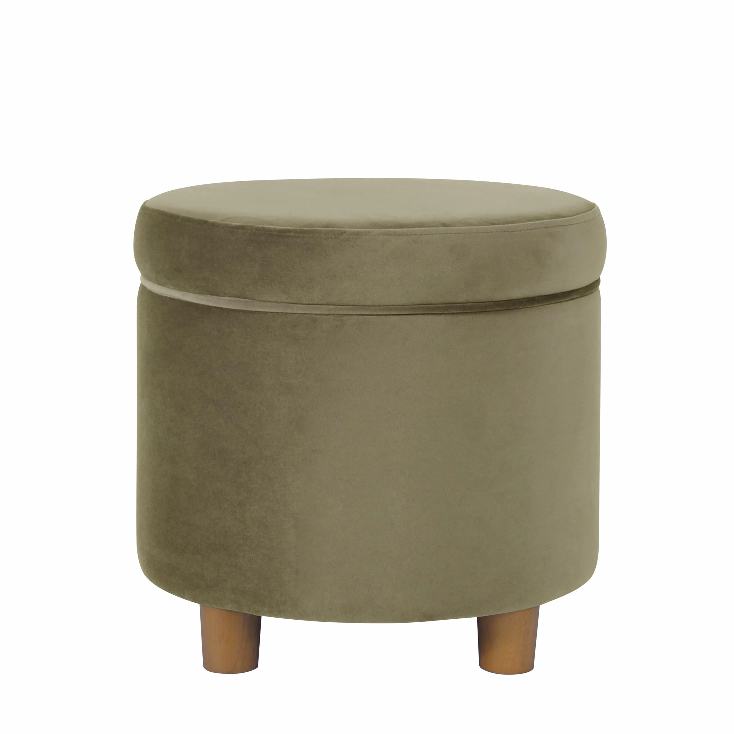 HomePop Home Decor | Upholstered Round Storage Ottoman | Ottoman with Storage for Living Room & Bedroom, Light Sage Green Velvet Large